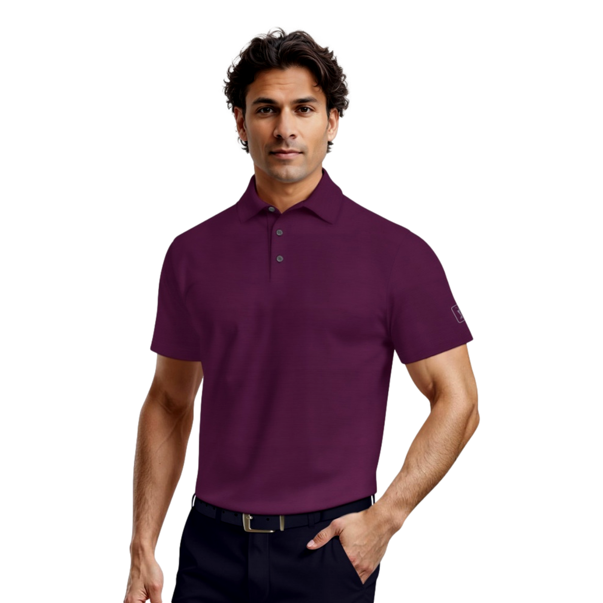Solid Cooling Texture Men's Short Sleeve Golf Polo Shirt