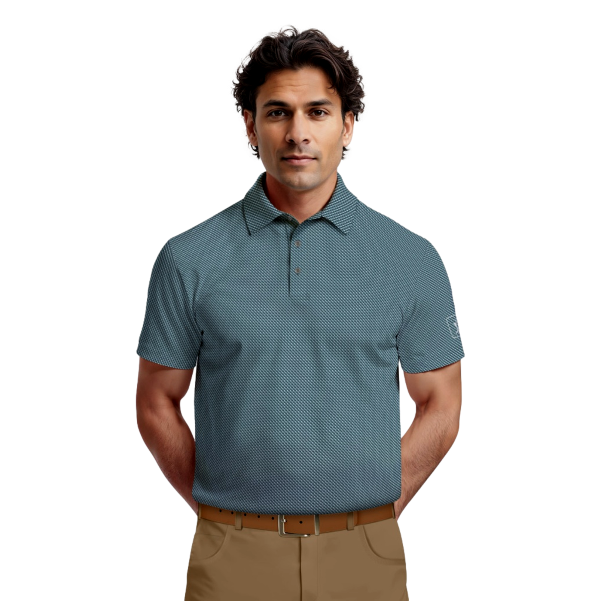 Micro Geo Printed Men's Short Sleeve Golf Polo Shirt