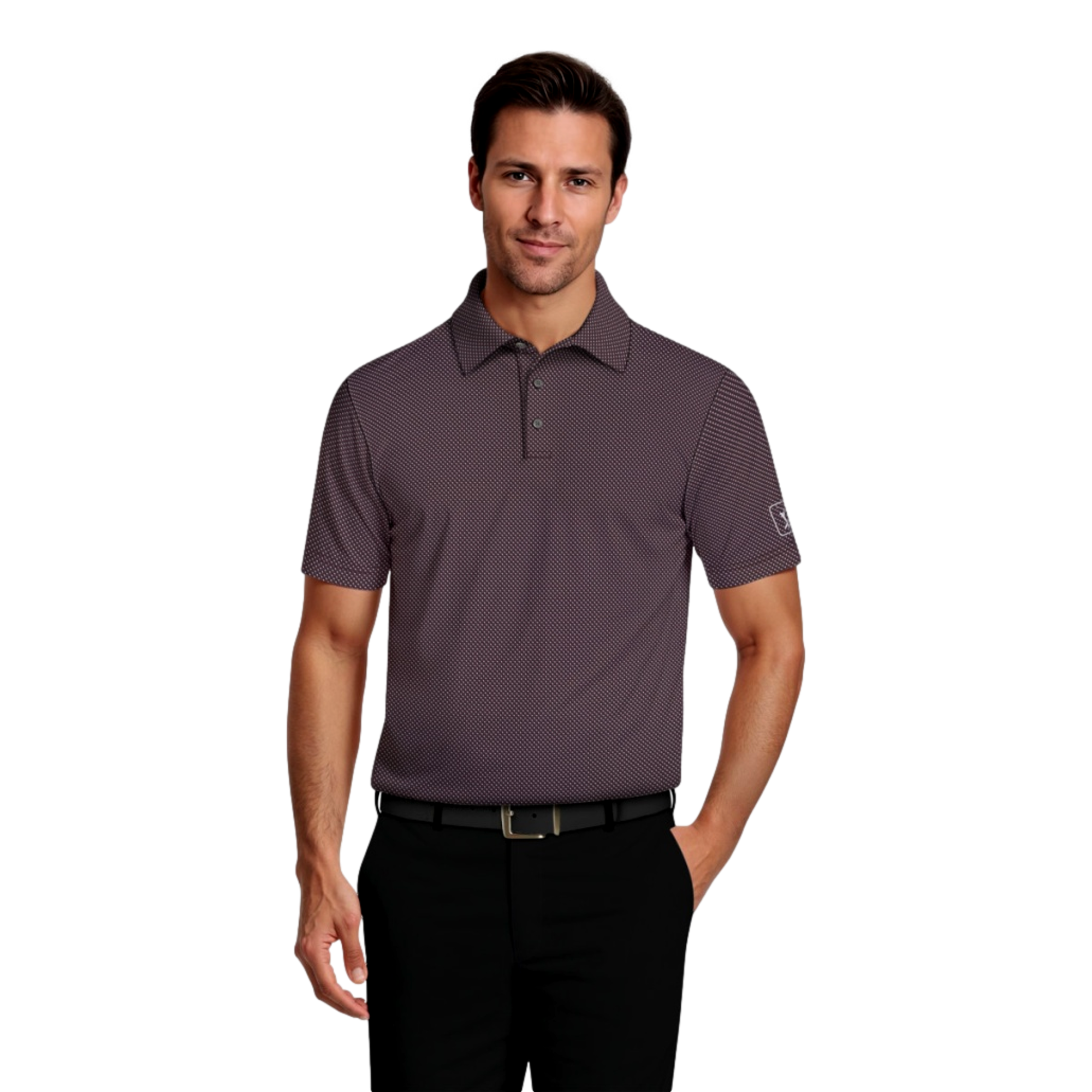 Micro Geo Printed Men's Short Sleeve Golf Polo Shirt