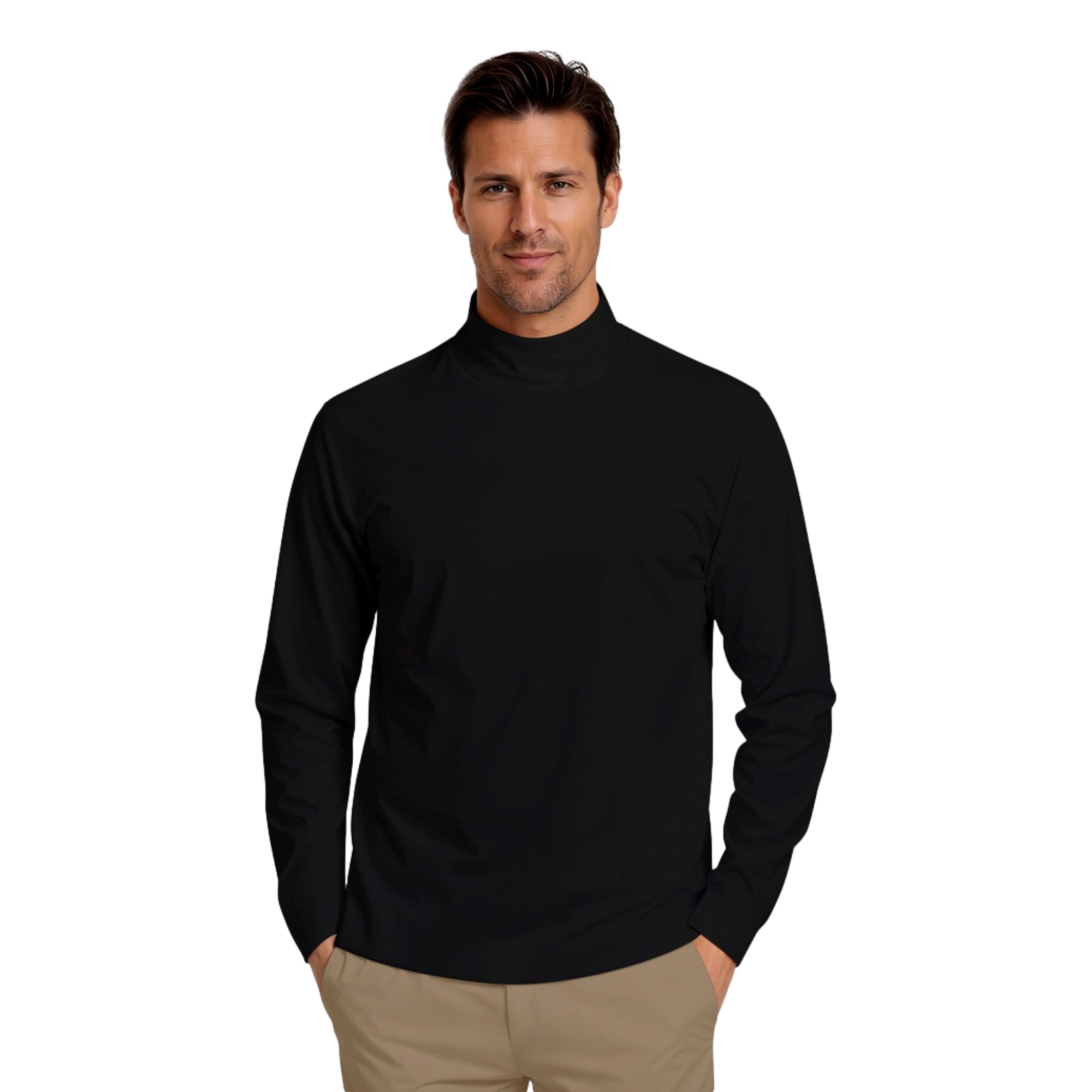 Mock Neck Men's Long Sleeve Golf Base Layer Top