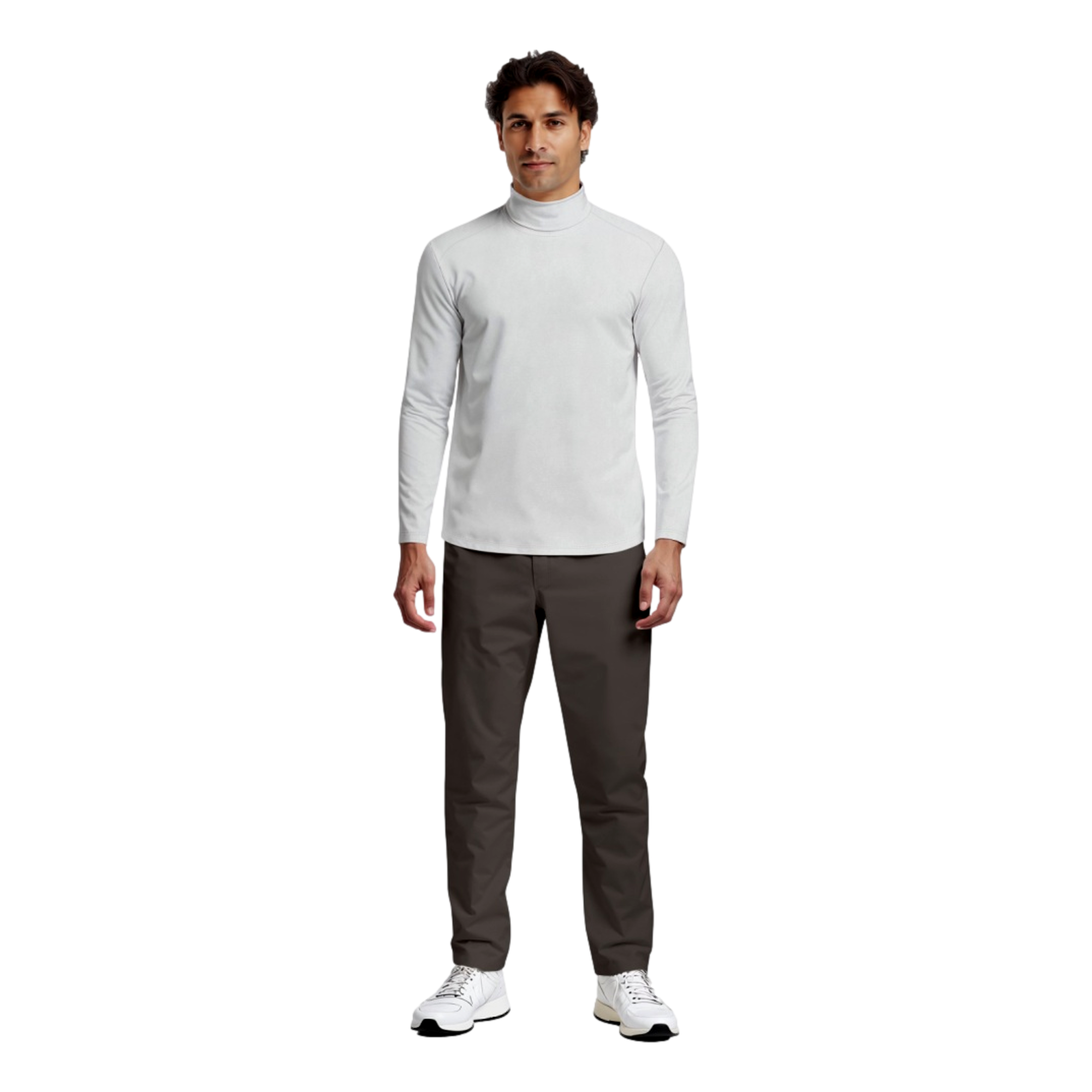 Mock Neck Men's Long Sleeve Golf Polo Shirt Base Layer