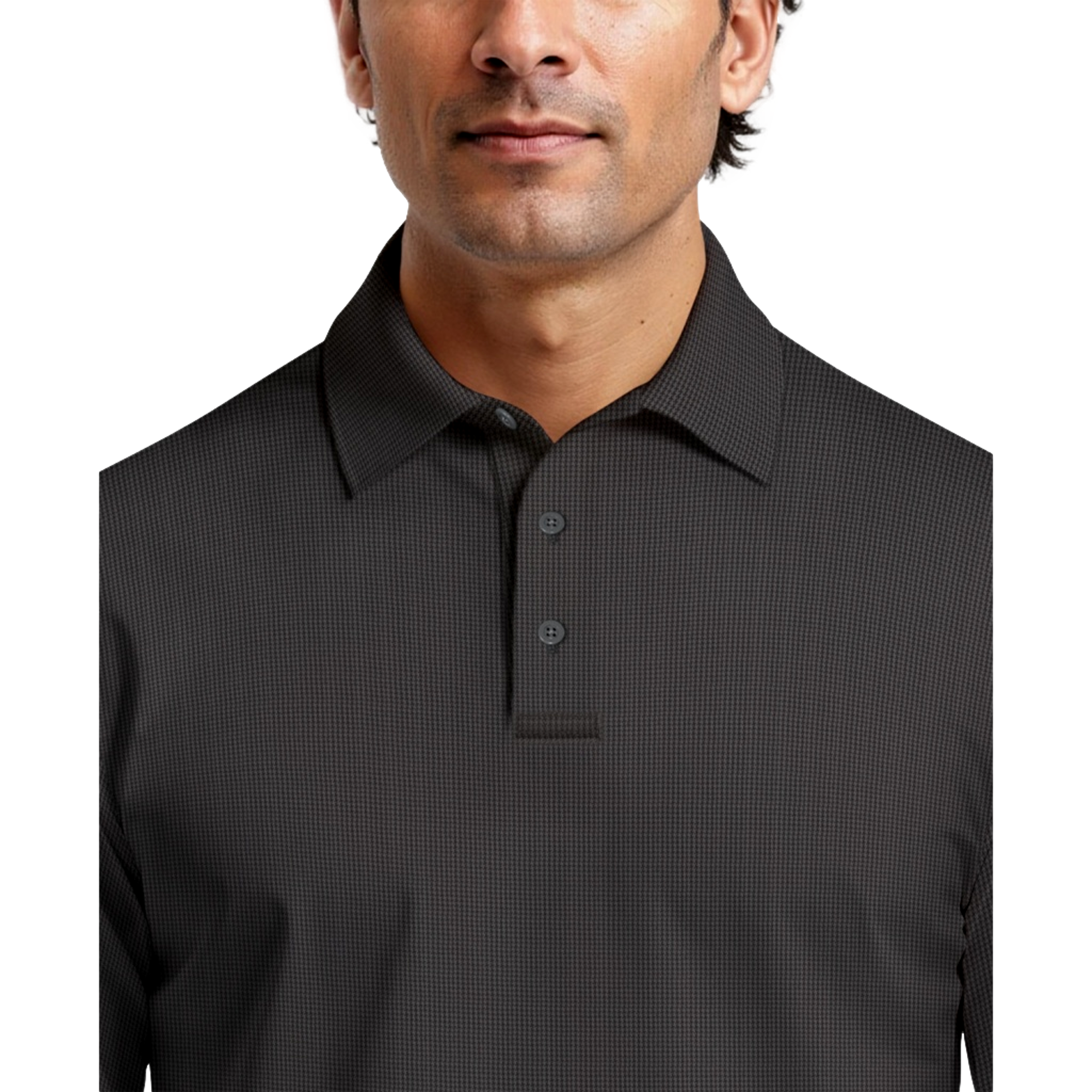 Houndstooth Men's Long Sleeve Golf Polo Shirt