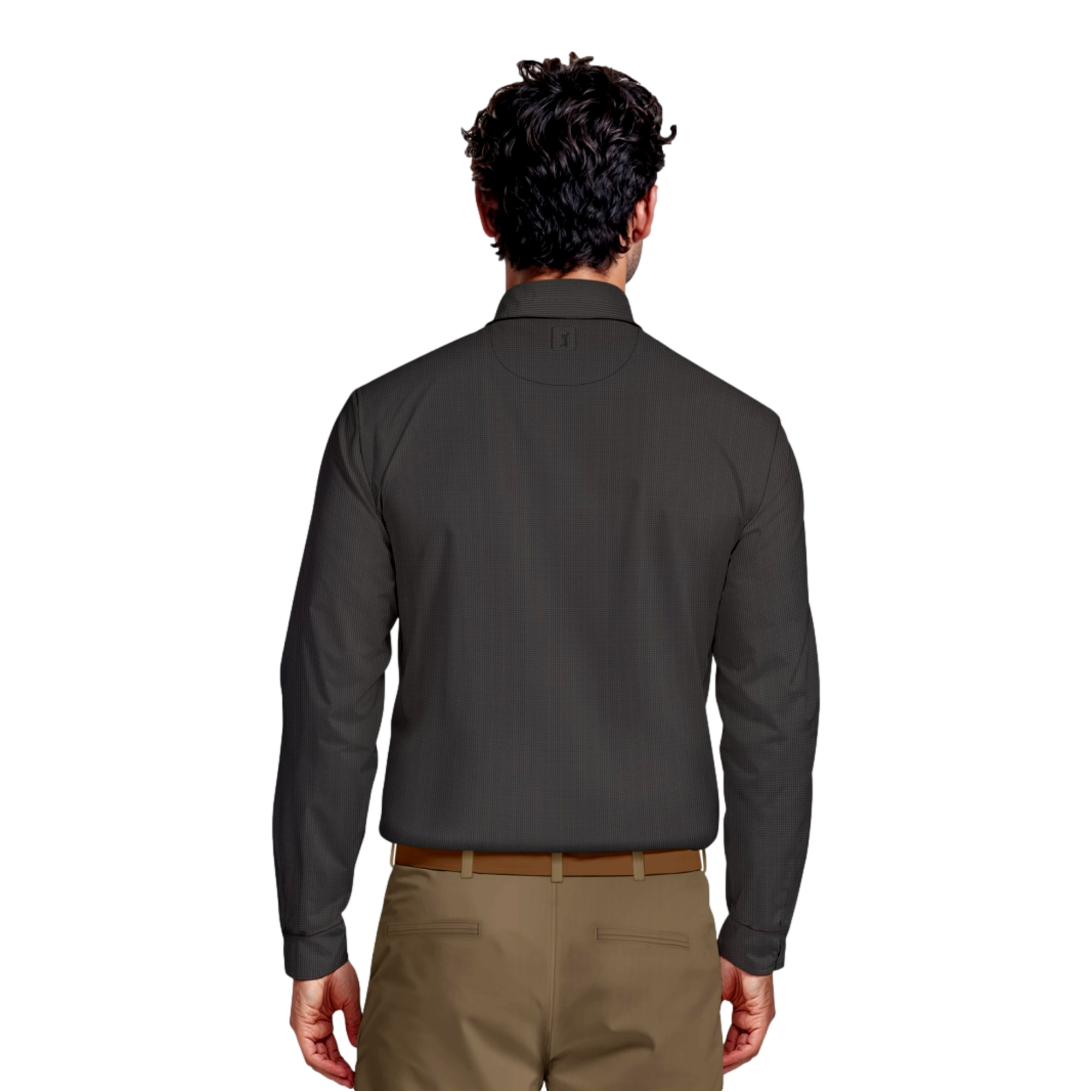 Houndstooth Men's Long Sleeve Golf Polo Shirt