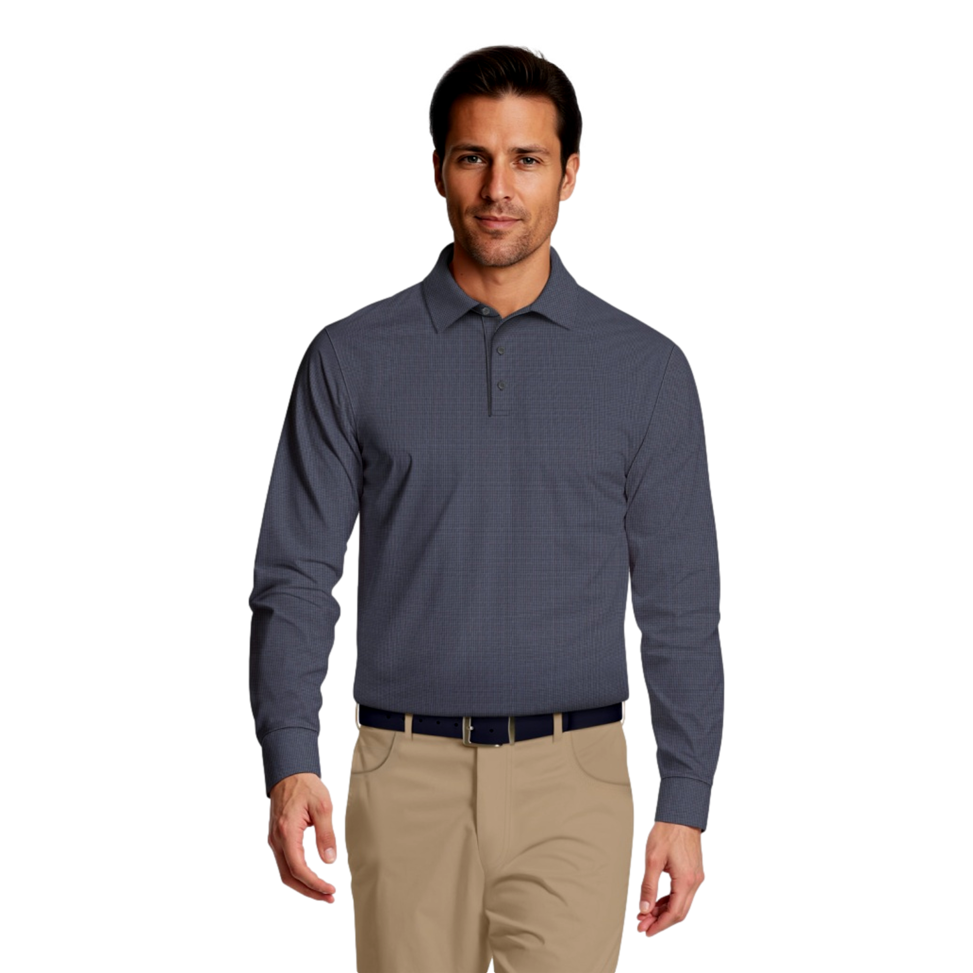Houndstooth Men's Long Sleeve Golf Polo Shirt