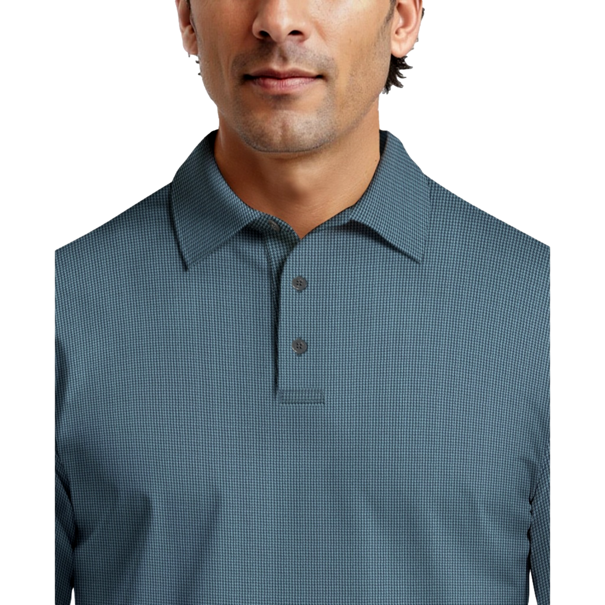 Houndstooth Men's Long Sleeve Golf Polo Shirt