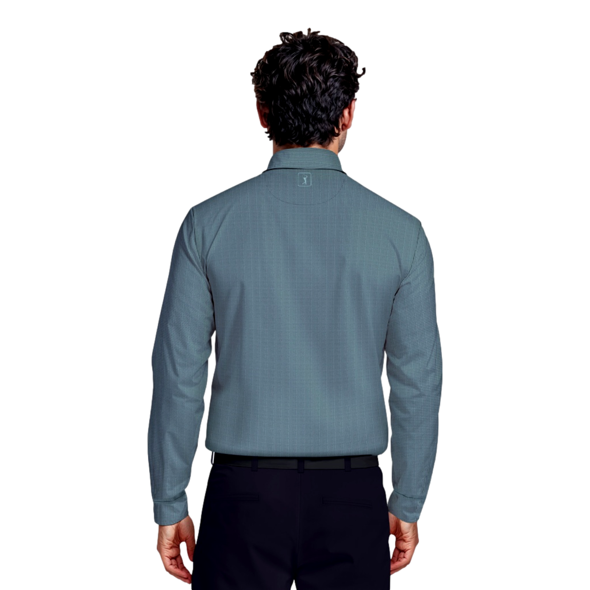 Houndstooth Men's Long Sleeve Golf Polo Shirt