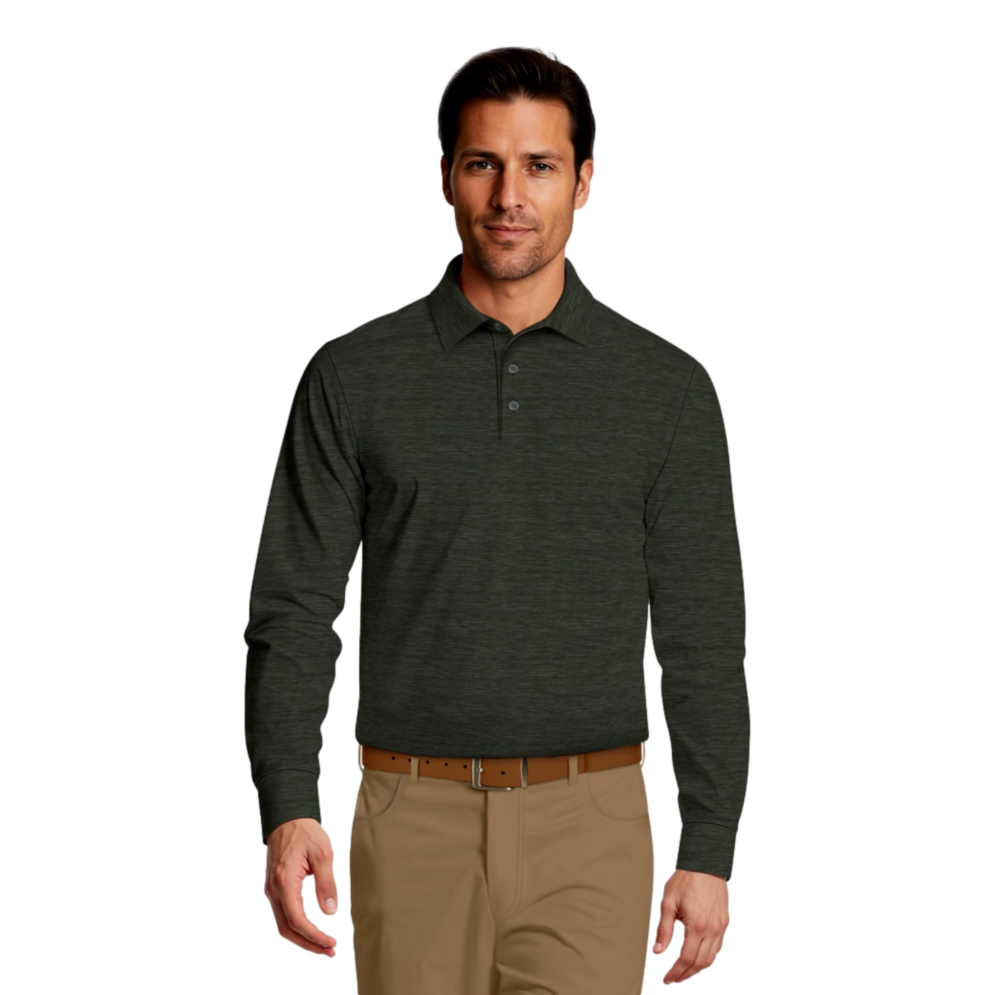 Jaspe Print Men's Long Sleeve Golf Polo Shirt