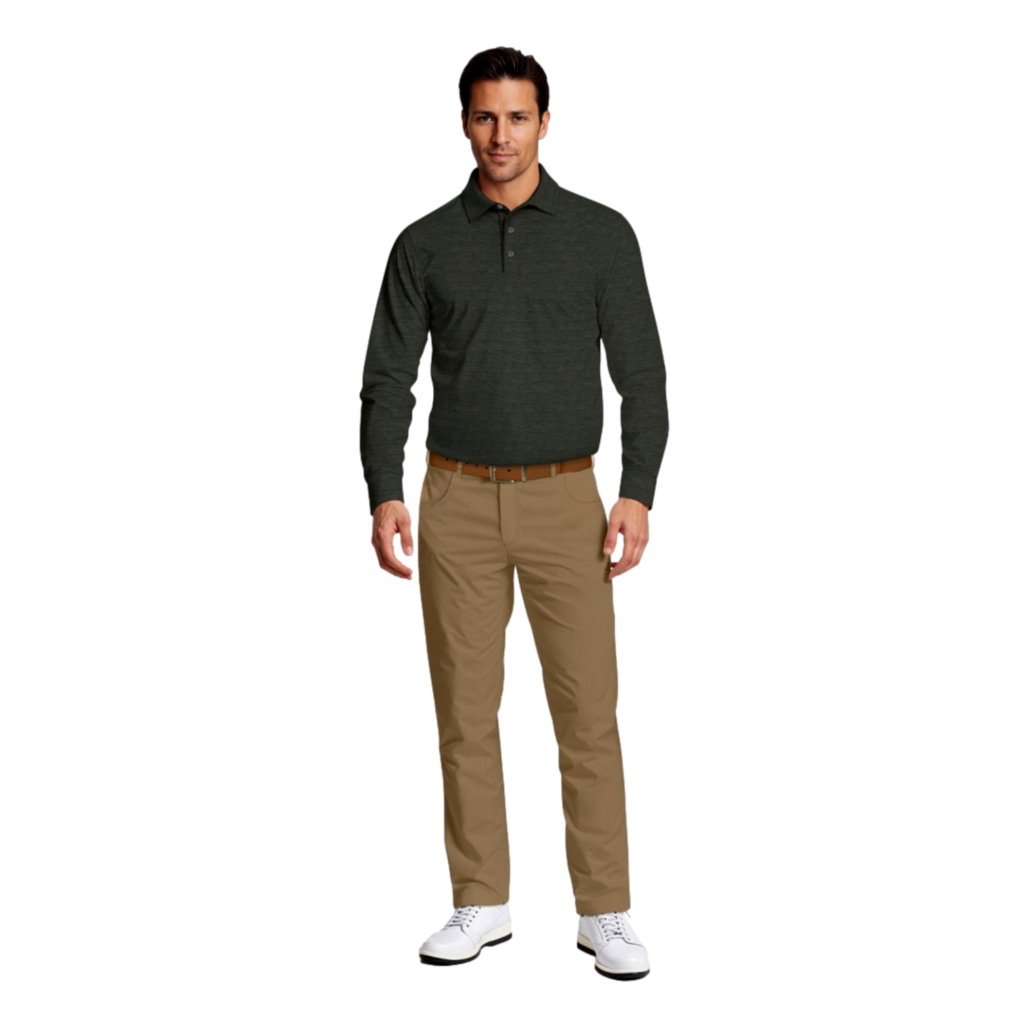 Jaspe Print Men's Long Sleeve Golf Polo Shirt