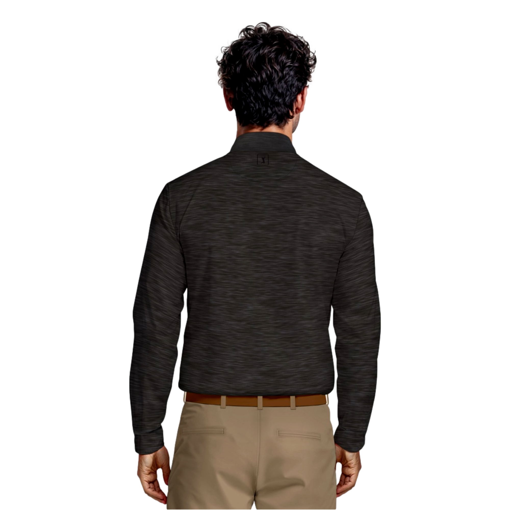 Jaspe Print Men's Long Sleeve Golf Polo Shirt