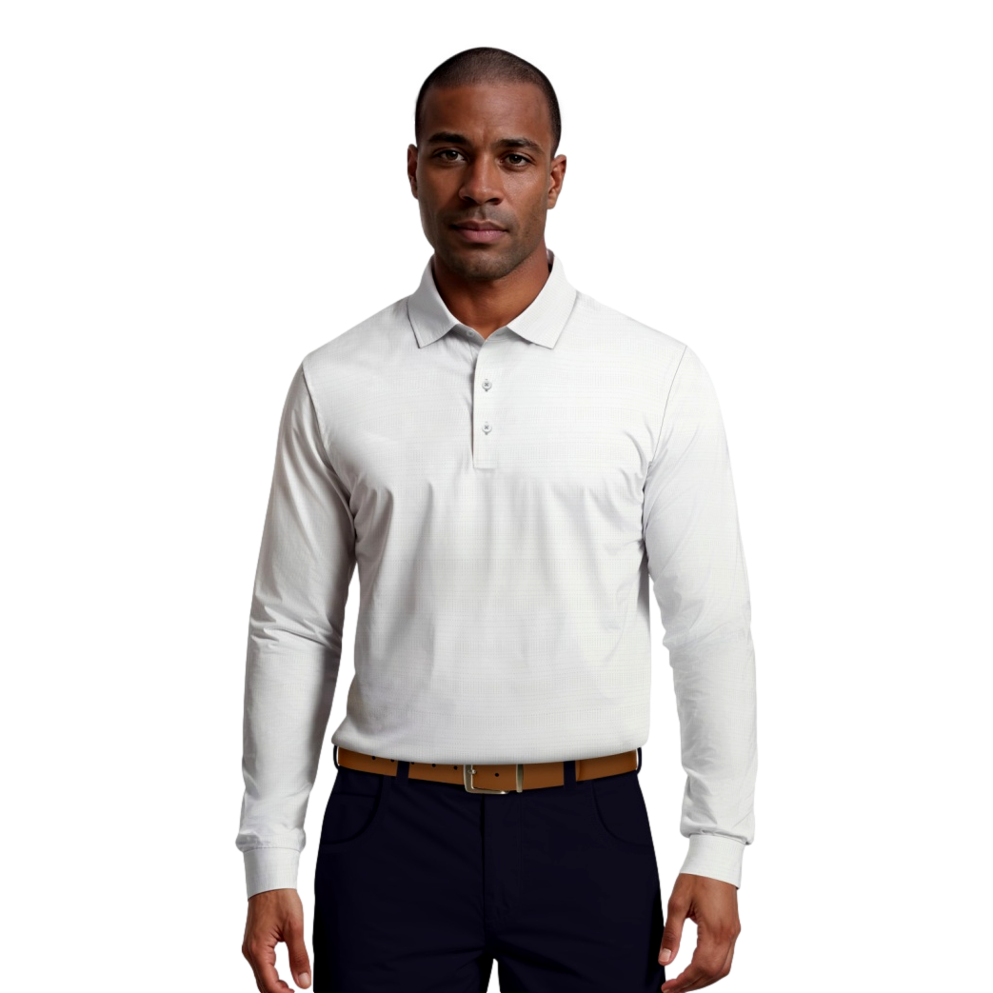 Jaspe Print Men's Long Sleeve Golf Polo Shirt