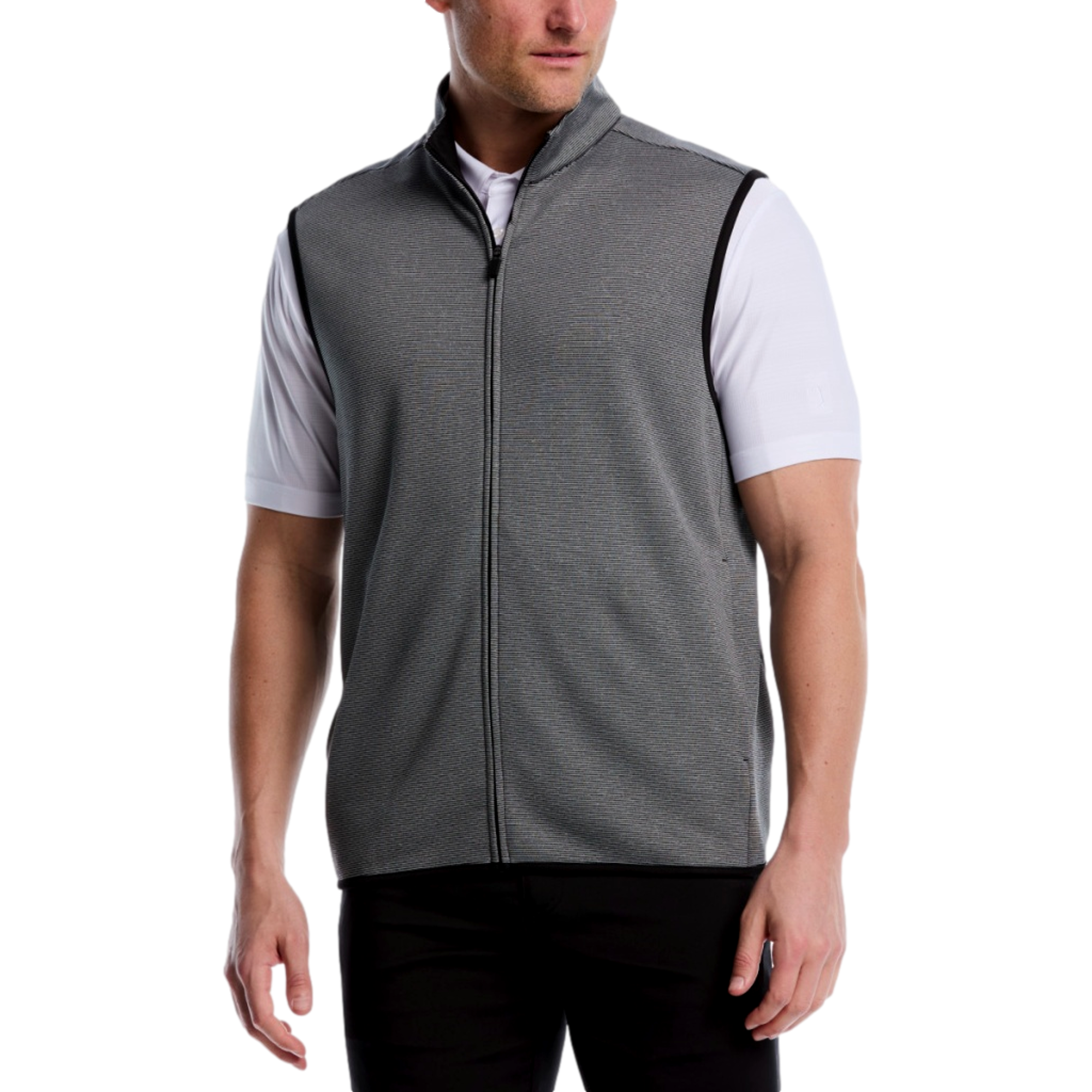 Horizontal Heather Fleece Full Zip Men's Golf Vest