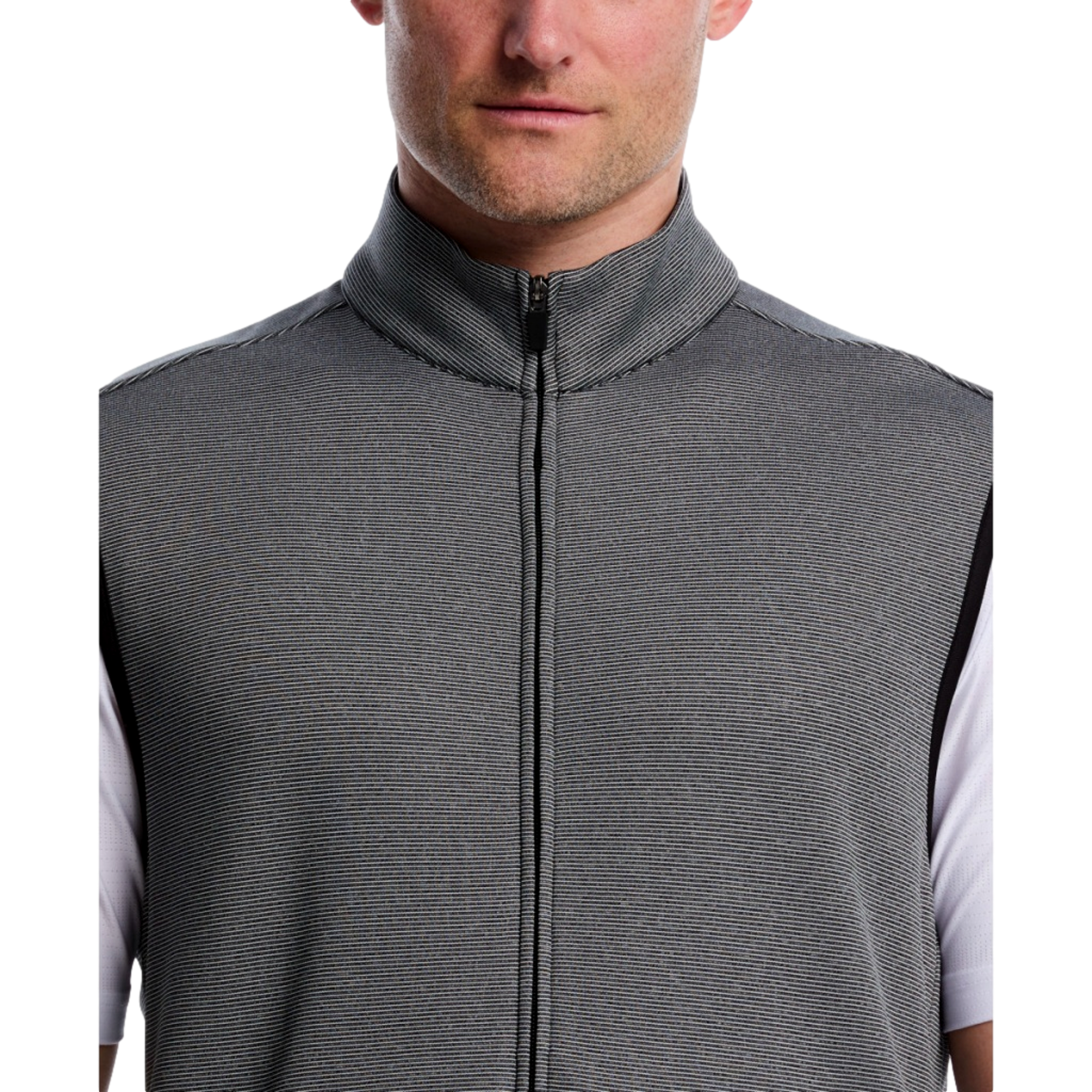 Horizontal Heather Fleece Full Zip Men's Golf Vest
