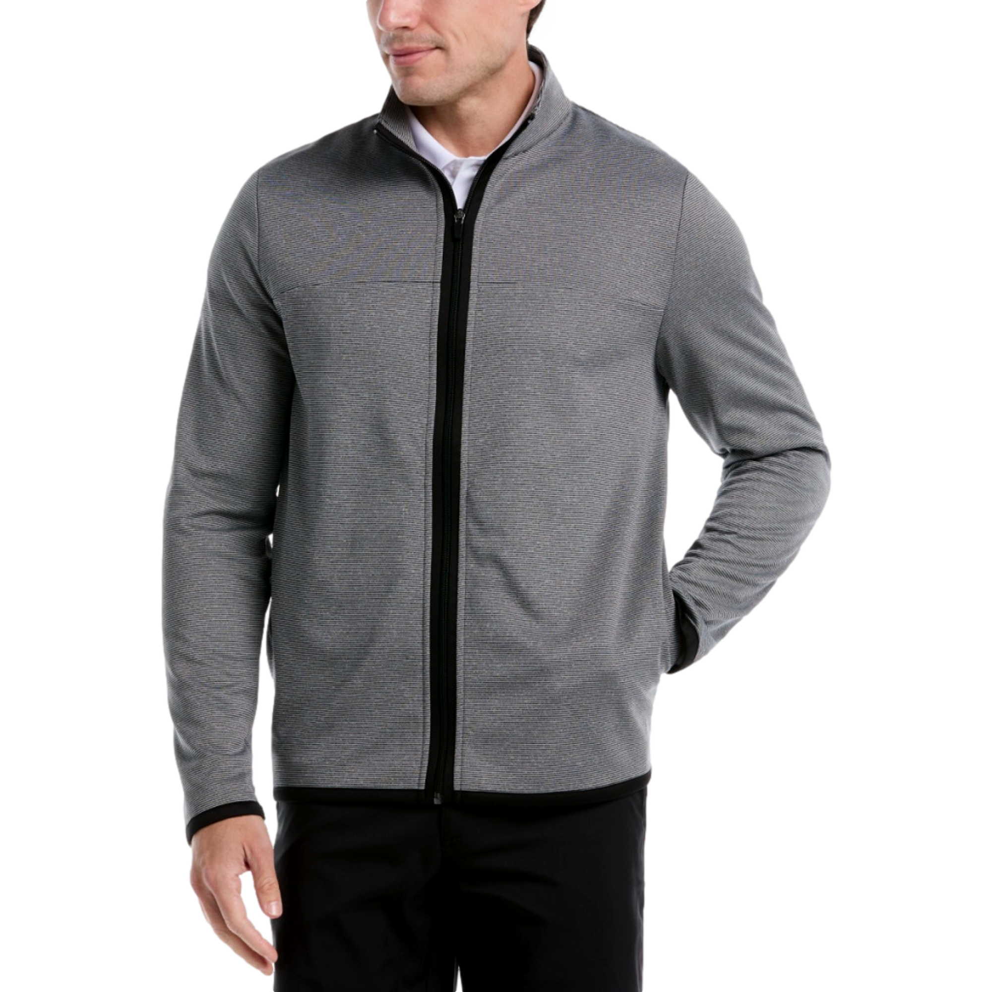 Horizontal Heather Fleece Men's Full Zip Jacket