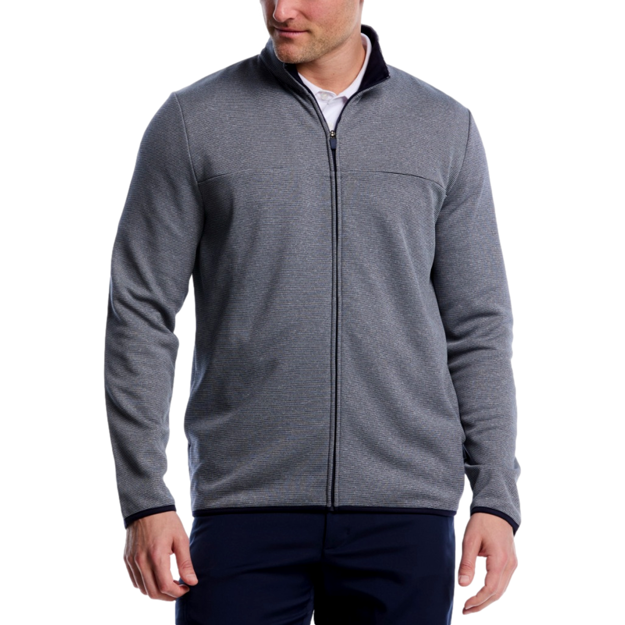 Horizontal Heather Fleece Men's Full Zip Jacket
