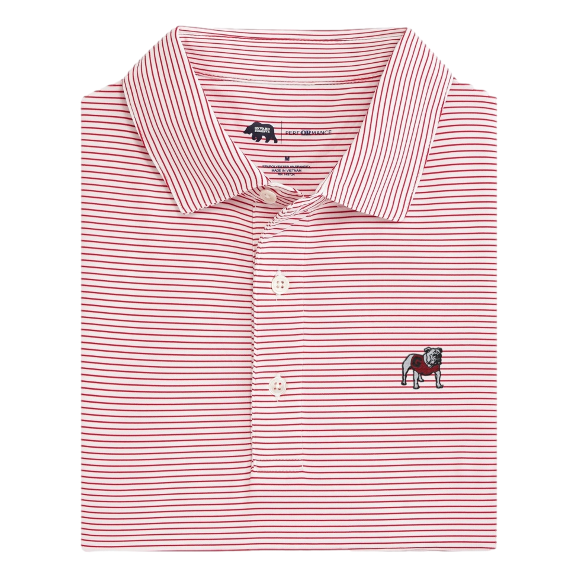 UGA Standing Bulldog Birdie Stripe Men's Golf Polo Shirt