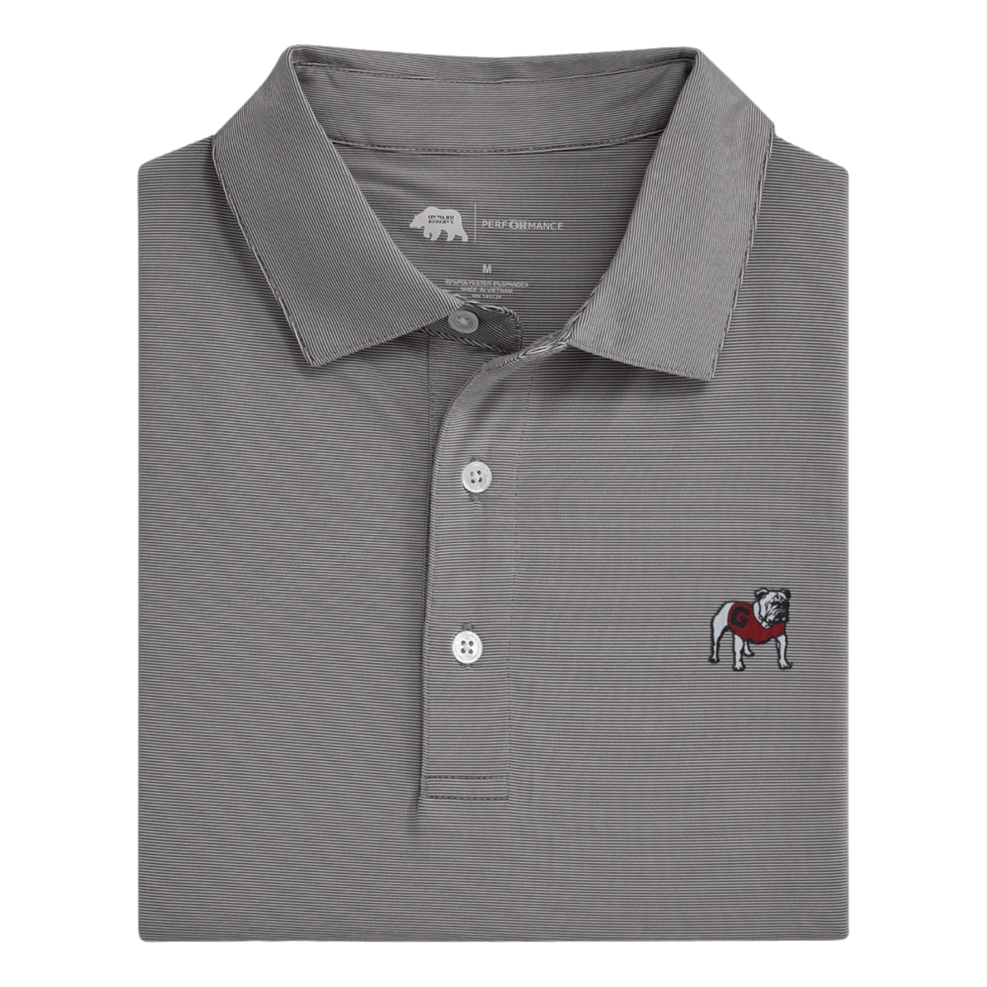 UGA Standing Bulldog Hairline Stripe Men's Golf Polo Shirt