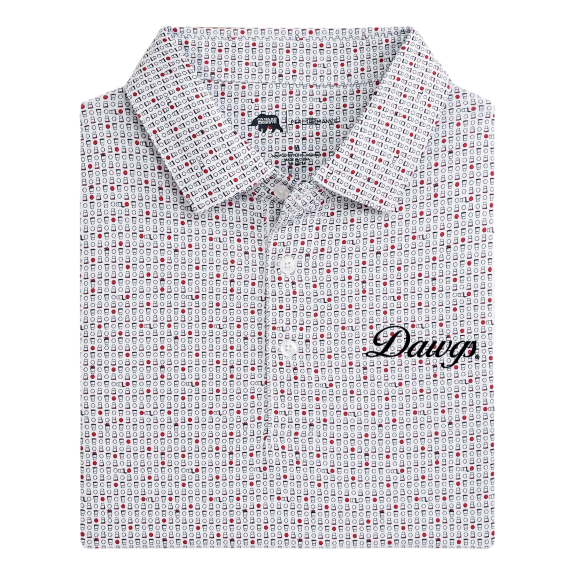 UGA Dawgs Vintage Script Tailgate Games Printed Men's Golf Polo Shirt