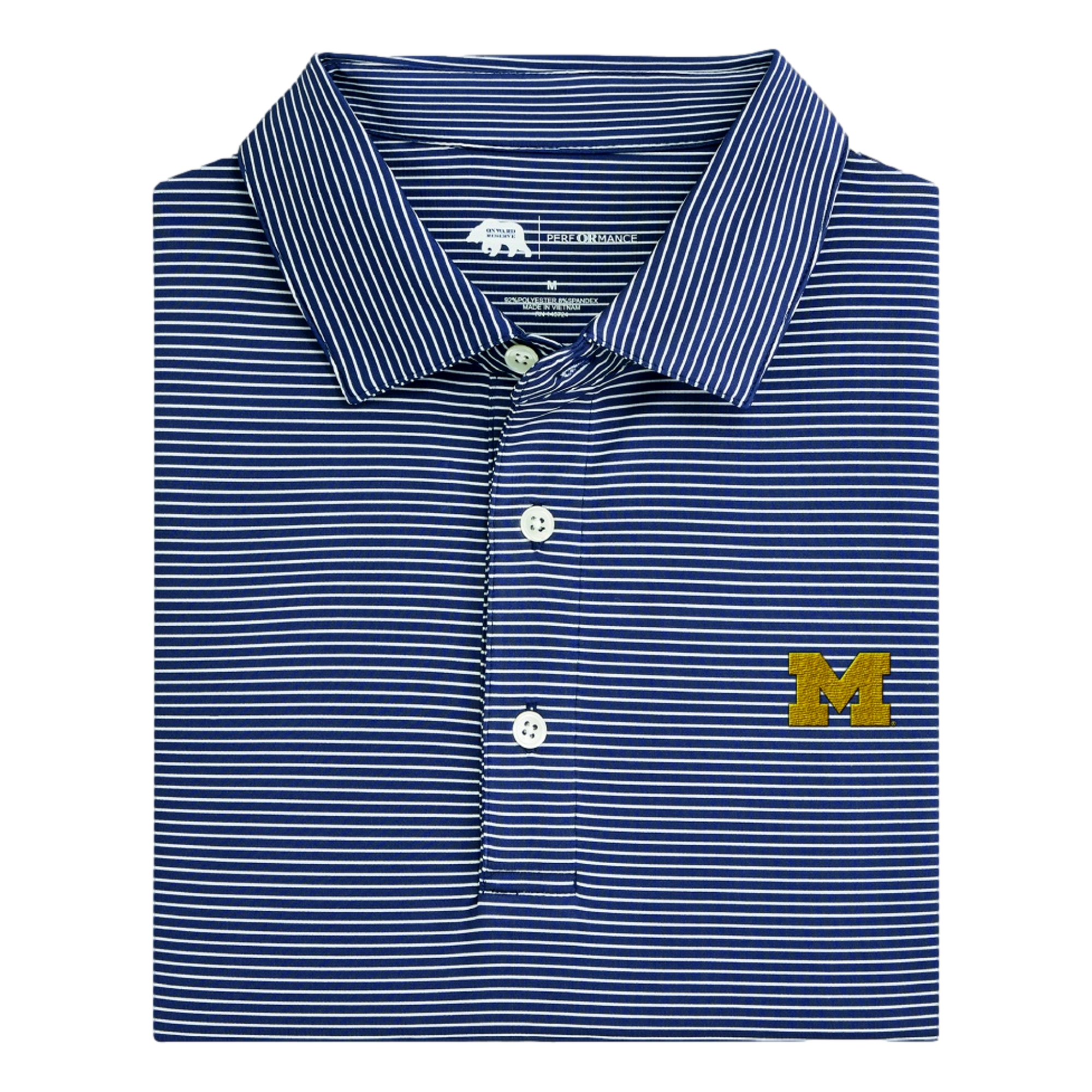 UM Block M Birdie Stripe Men's Golf Polo Shirt