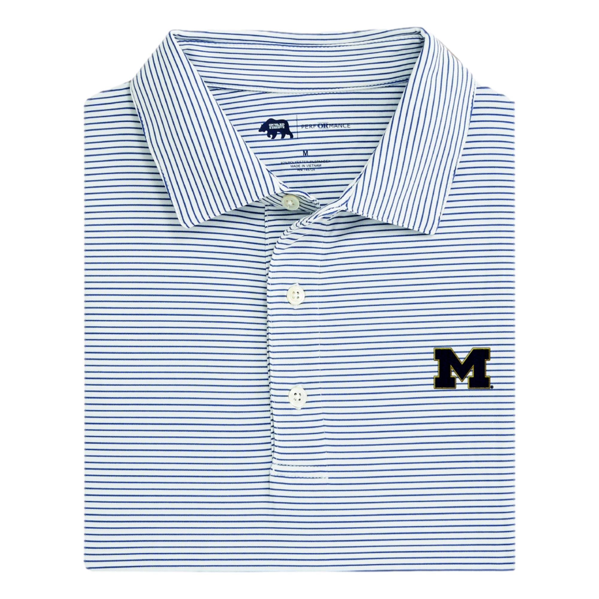 UM Block M Birdie Stripe Men's Golf Polo Shirt