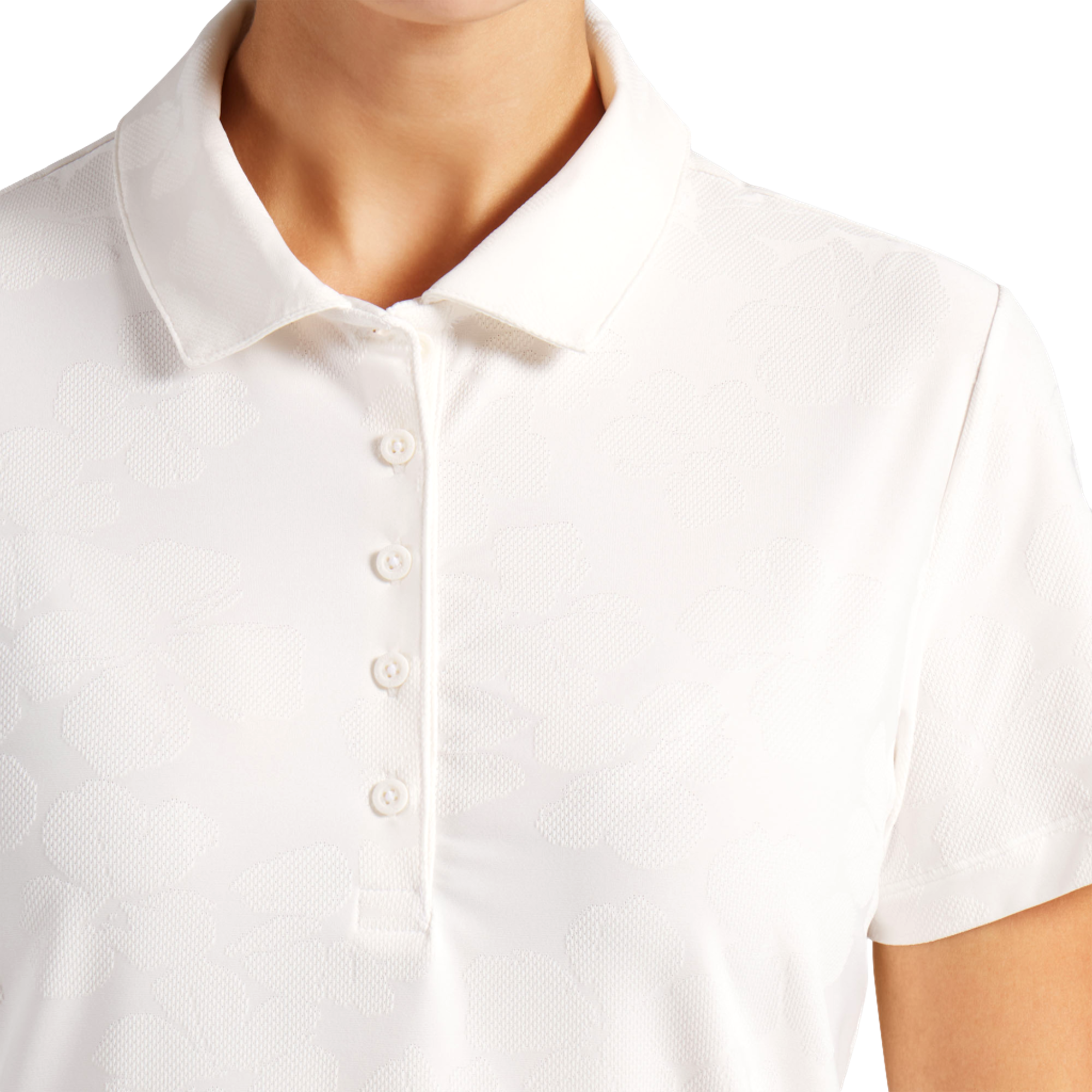 Floral Lace Jacquard Women's Short Sleeve Golf Polo Shirt