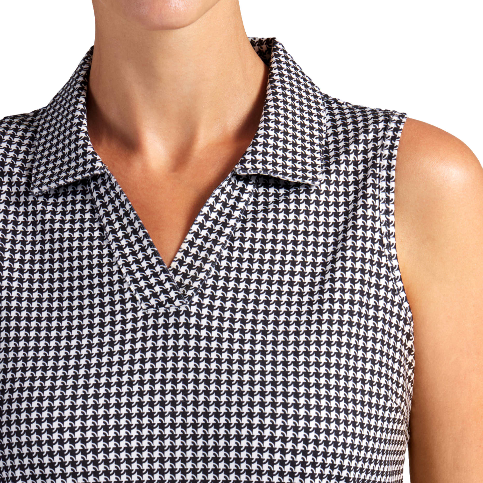 Cloudspun Mono Check Women's Sleeveless Golf Polo Shirt