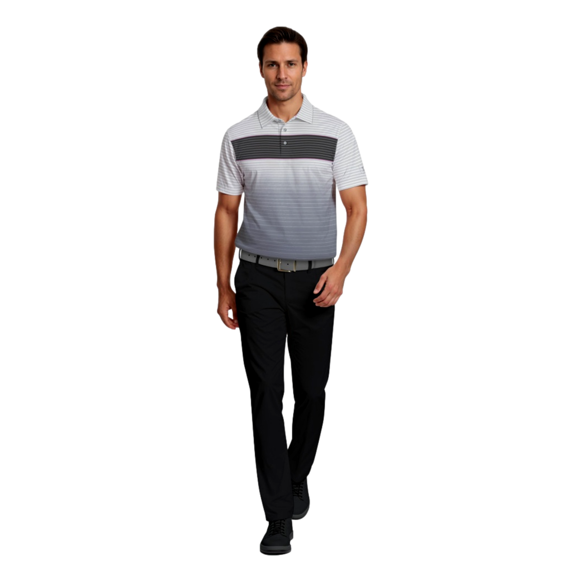 Ombre Linear Color Block Men's Short Sleeve Golf Polo Shirt