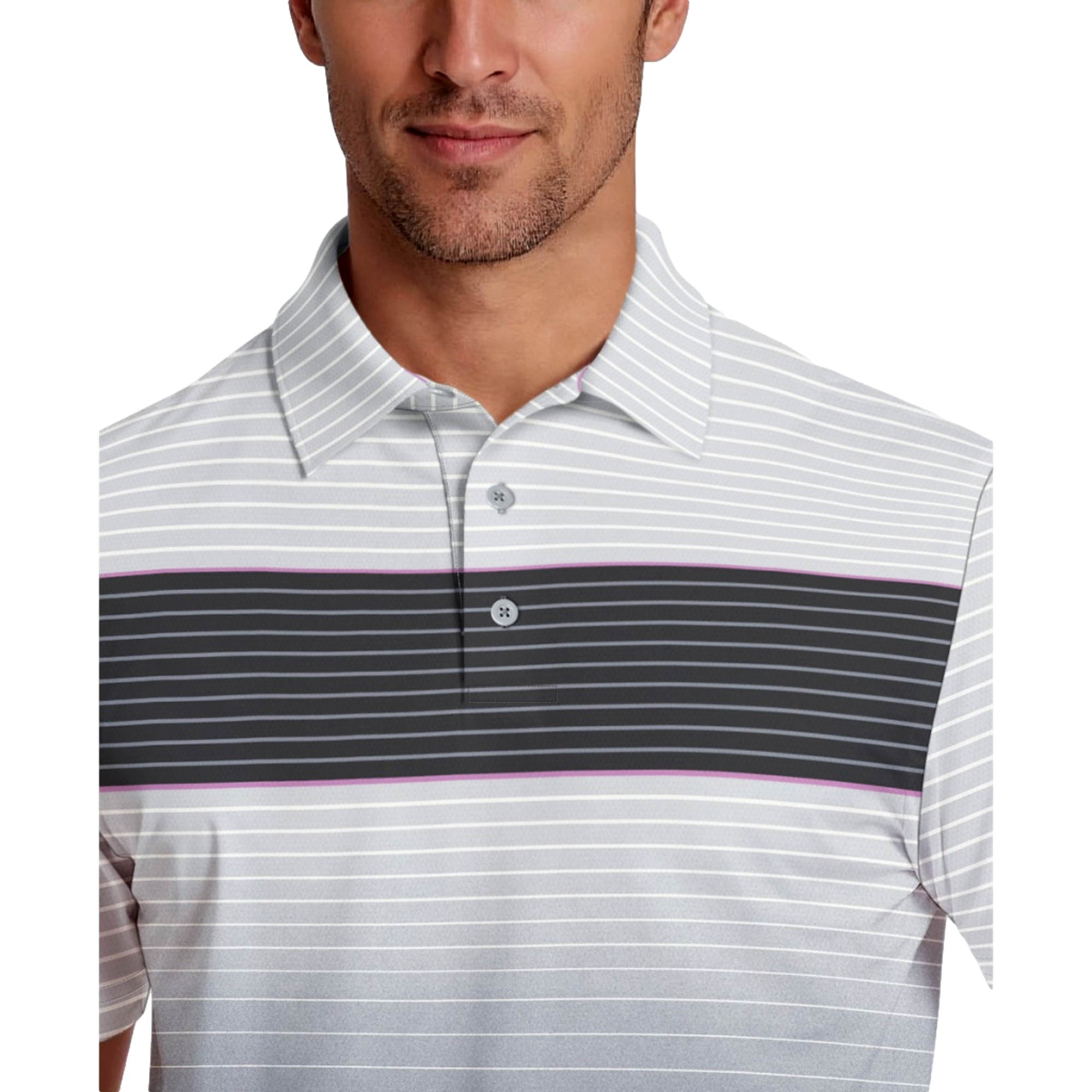 Ombre Linear Color Block Men's Short Sleeve Golf Polo Shirt