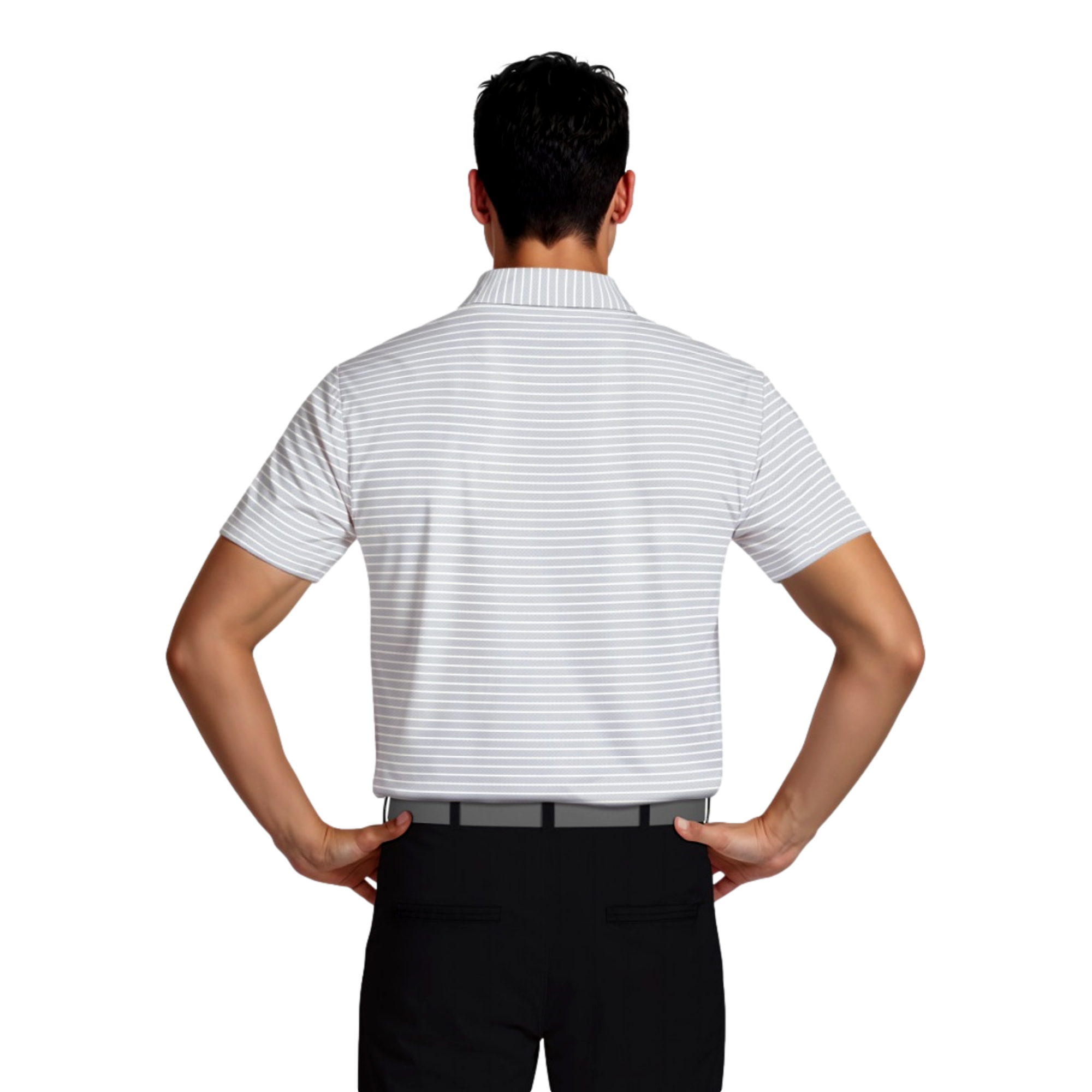 Ombre Linear Color Block Men's Short Sleeve Golf Polo Shirt