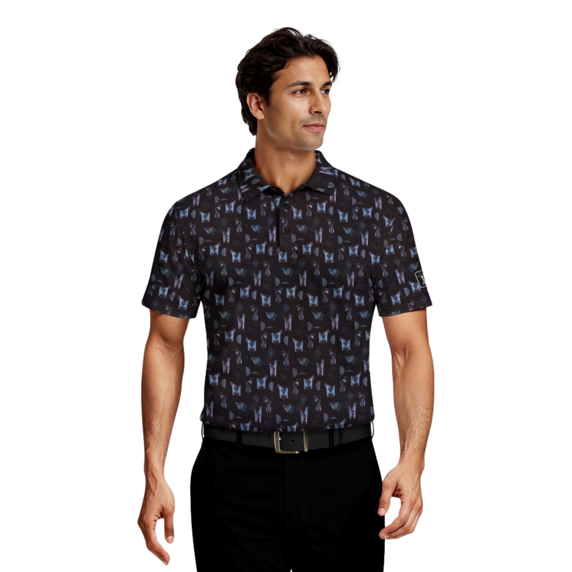 Layered Cocktail Printed Men's Short Sleeve Golf Polo Shirt