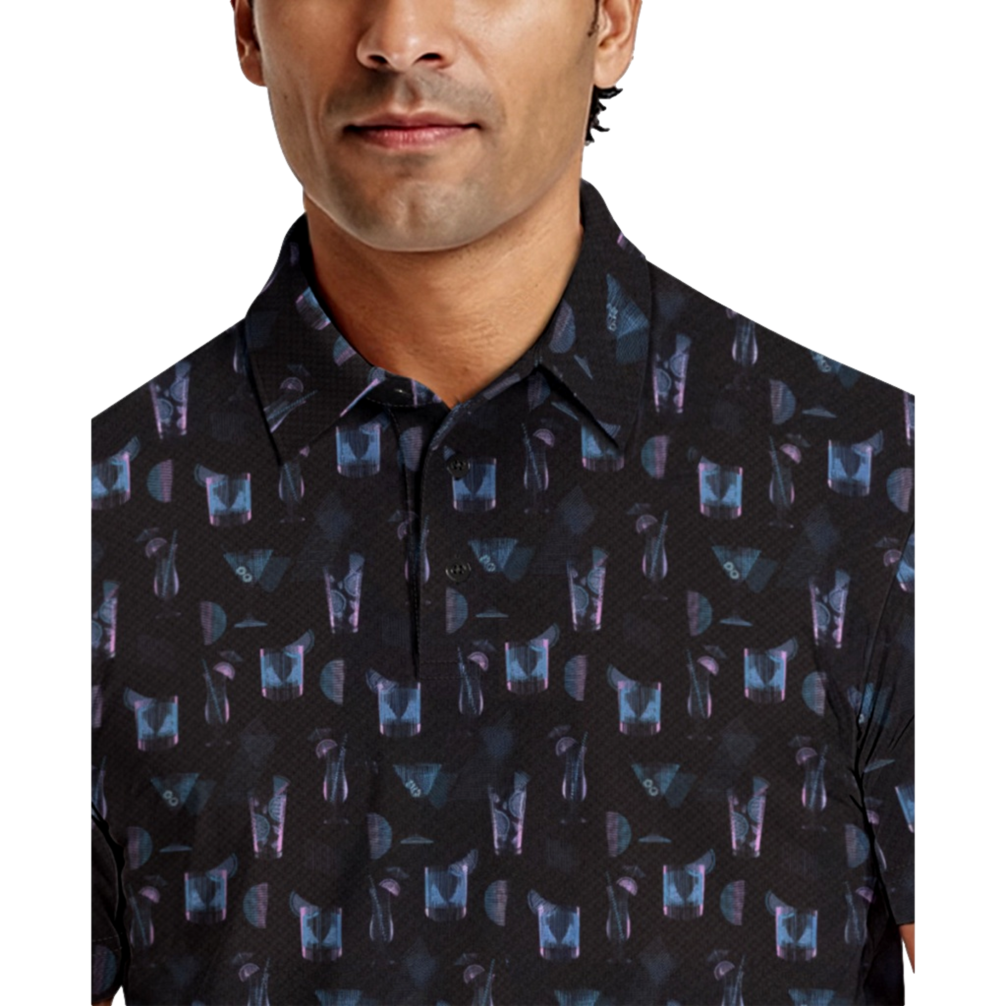 Layered Cocktail Printed Men's Short Sleeve Golf Polo Shirt