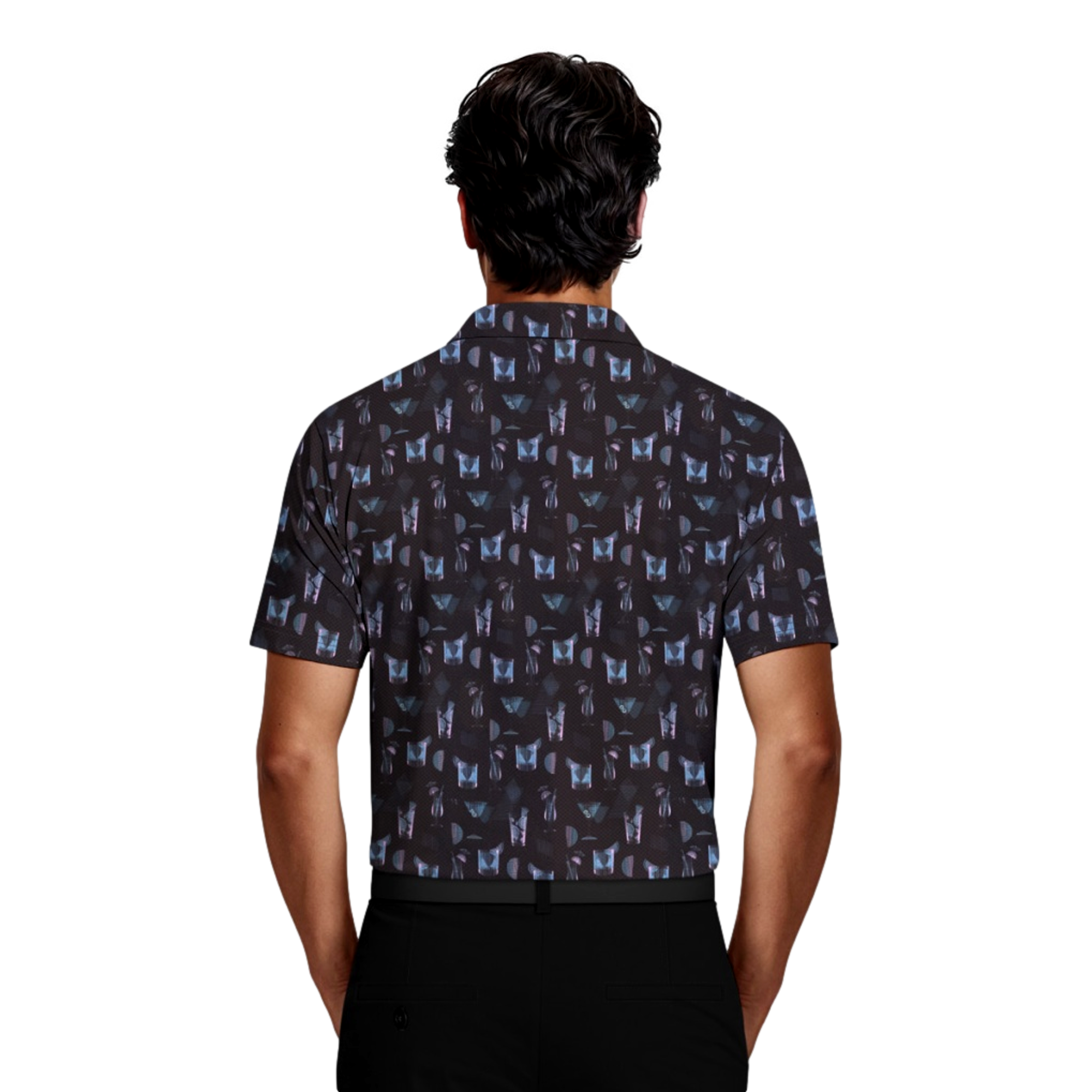 Layered Cocktail Printed Men's Short Sleeve Golf Polo Shirt