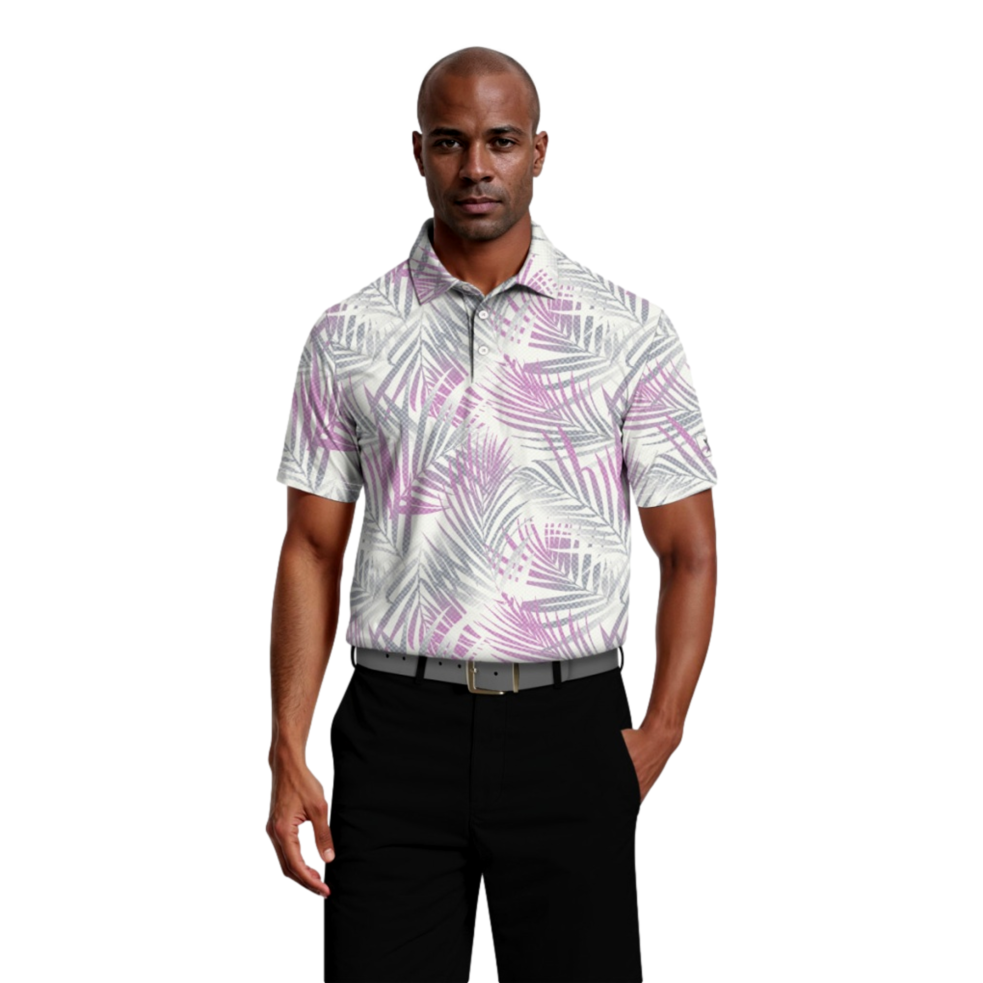 Ombre Tropical Printed Men's Short Sleeve Golf Polo Shirt