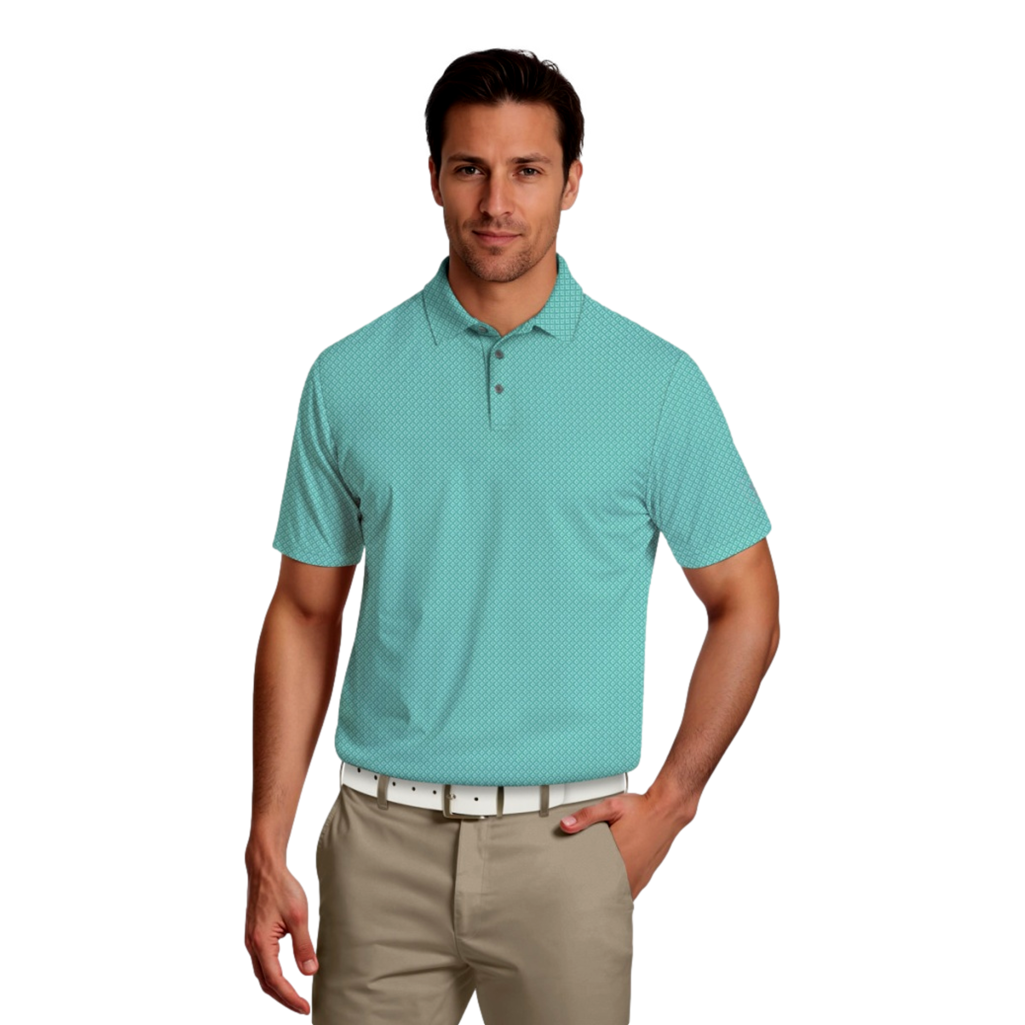 Essential Geo Printed Men's Short Sleeve Golf Polo Shirt