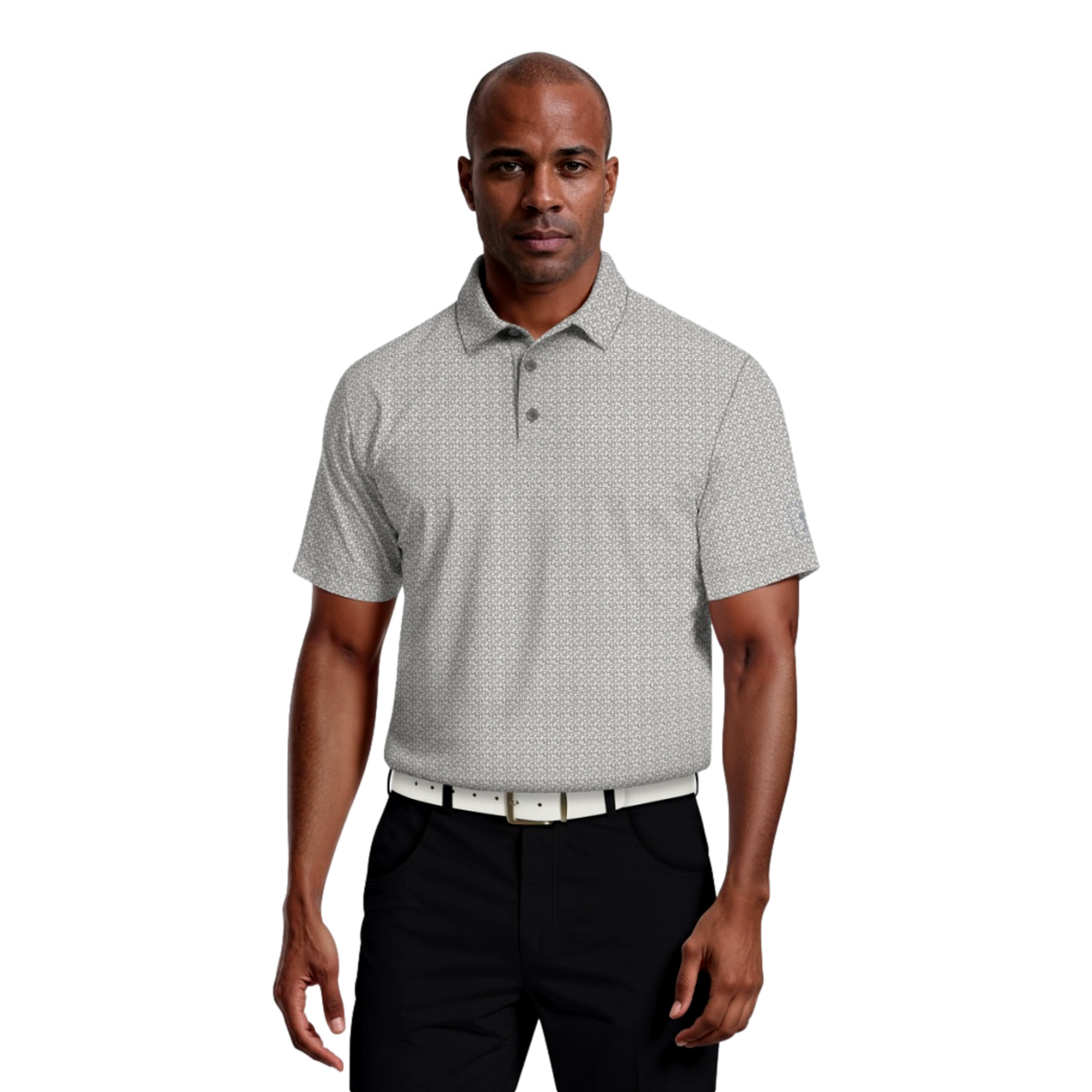 Golf Flag Geo Print Men's Short Sleeve Golf Polo Shirt