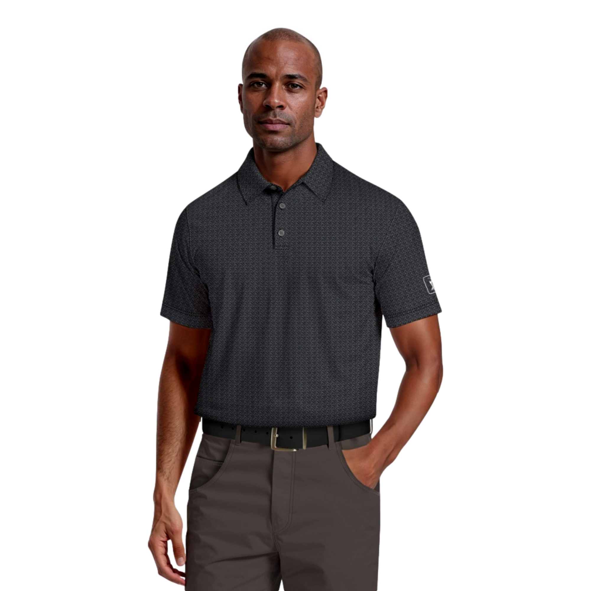 Golf Flag Geo Print Men's Short Sleeve Golf Polo Shirt