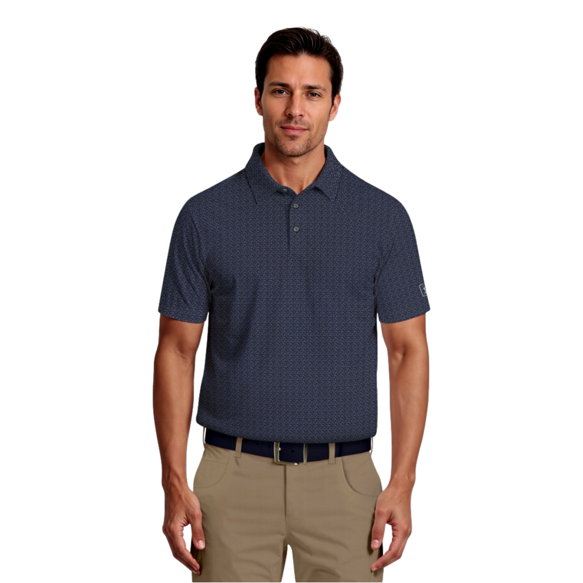 Golf Flag Geo Print Men's Short Sleeve Golf Polo Shirt