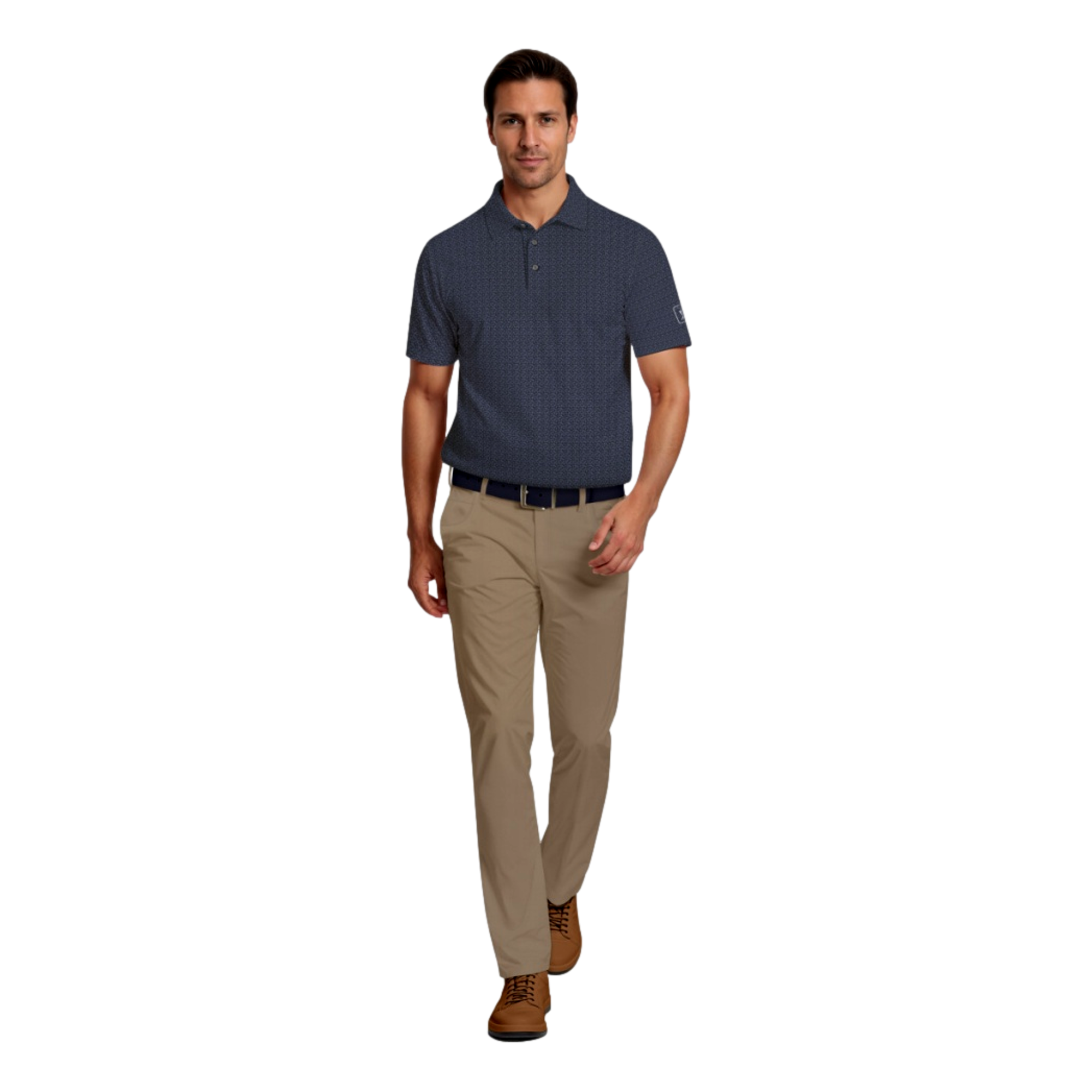 Golf Flag Geo Print Men's Short Sleeve Golf Polo Shirt