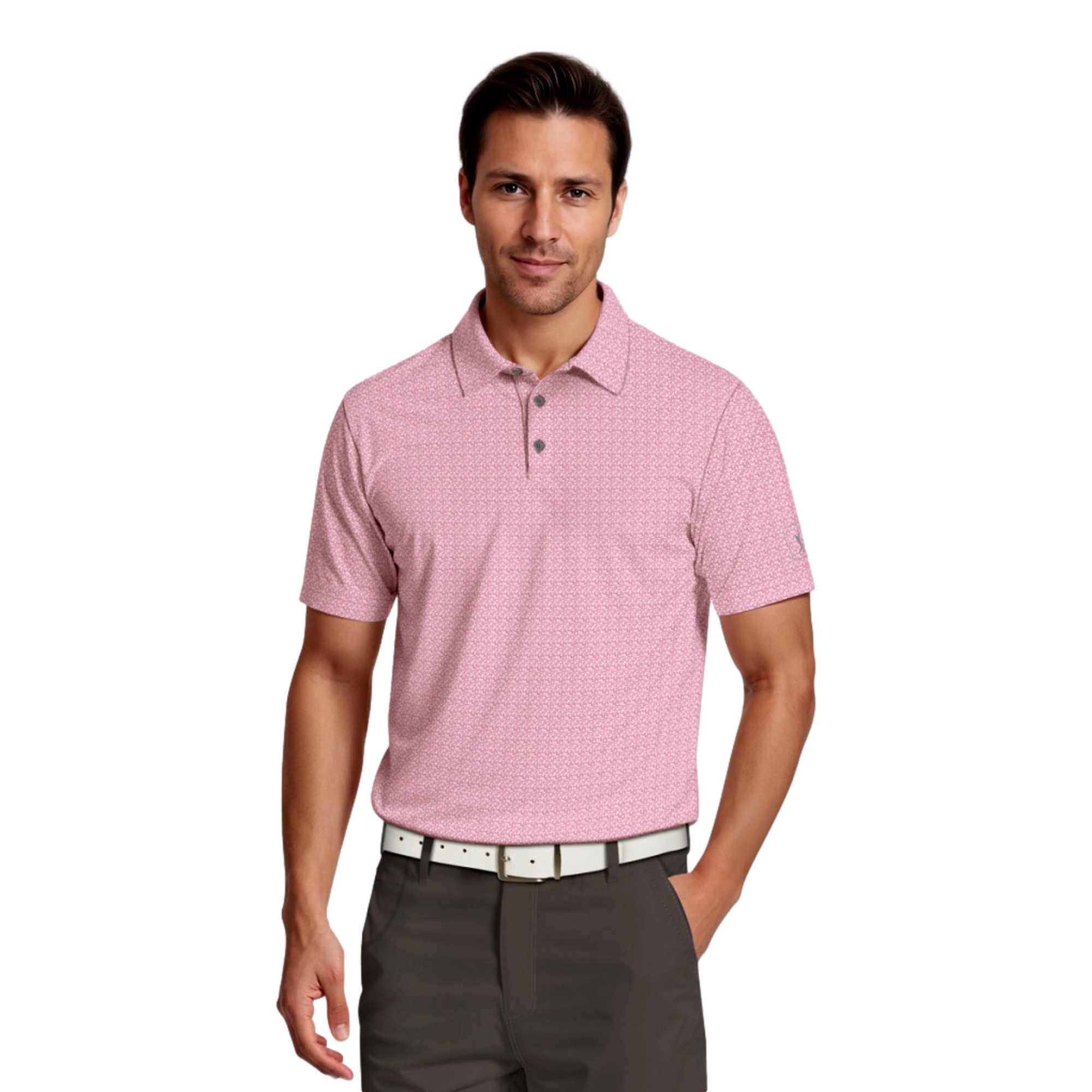 Golf Flag Geo Print Men's Short Sleeve Golf Polo Shirt