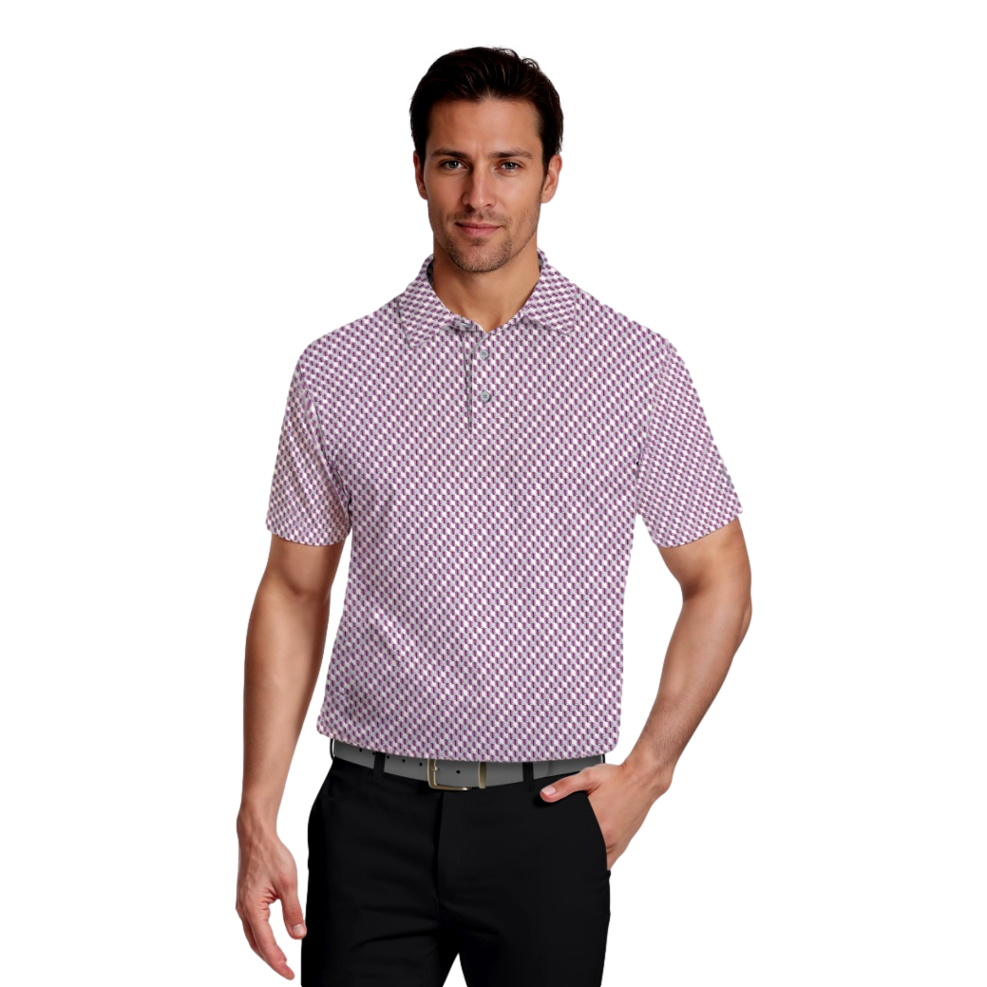 Novelty Twill Printed Men's Short Sleeve Golf Polo Shirt