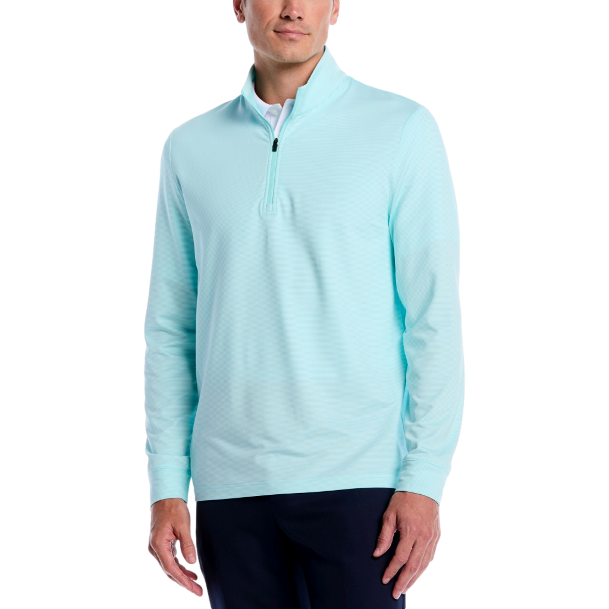 Feeder Stripe Mock Neck Men's Golf Quarter Zip