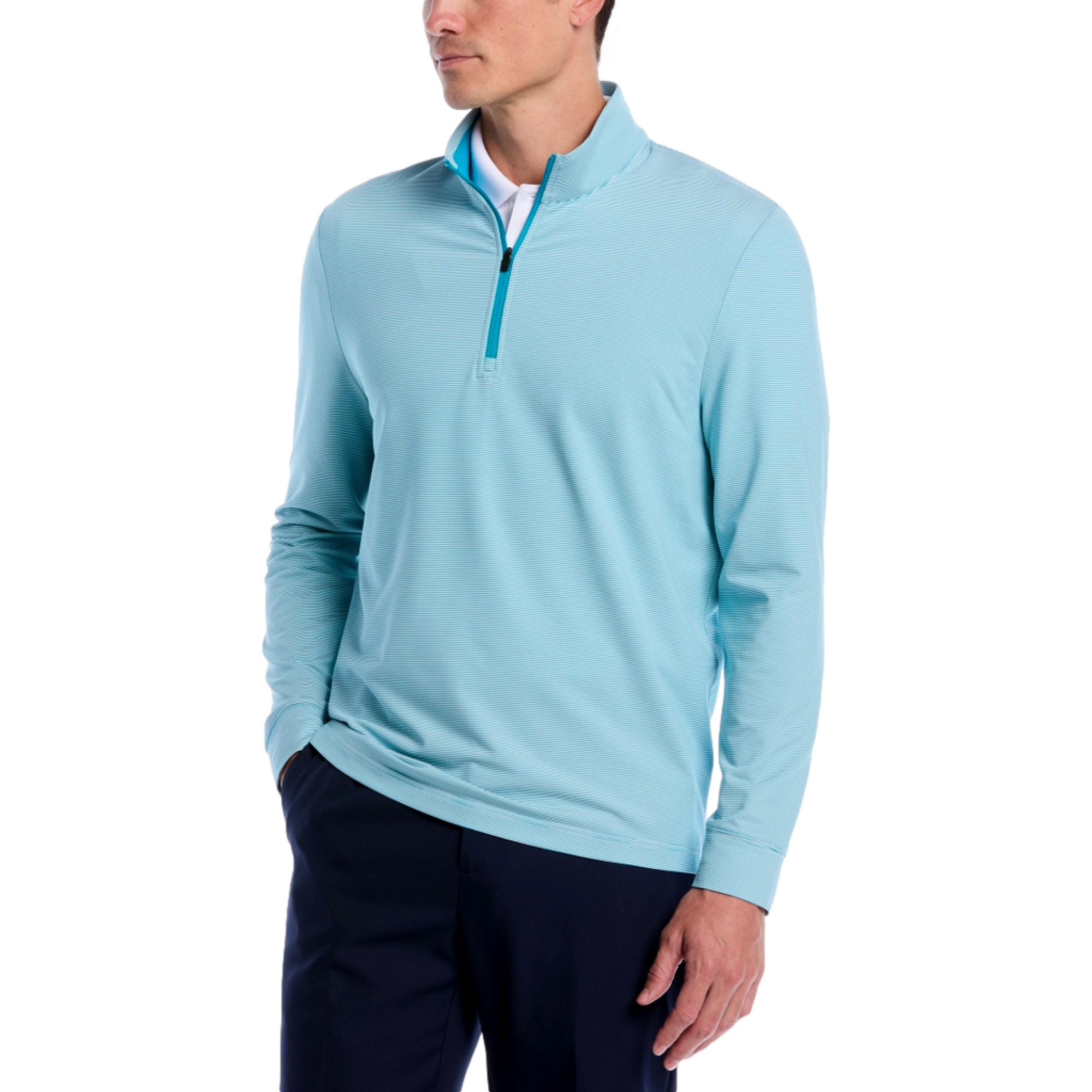 Feeder Stripe Mock Neck Men's Golf Quarter Zip