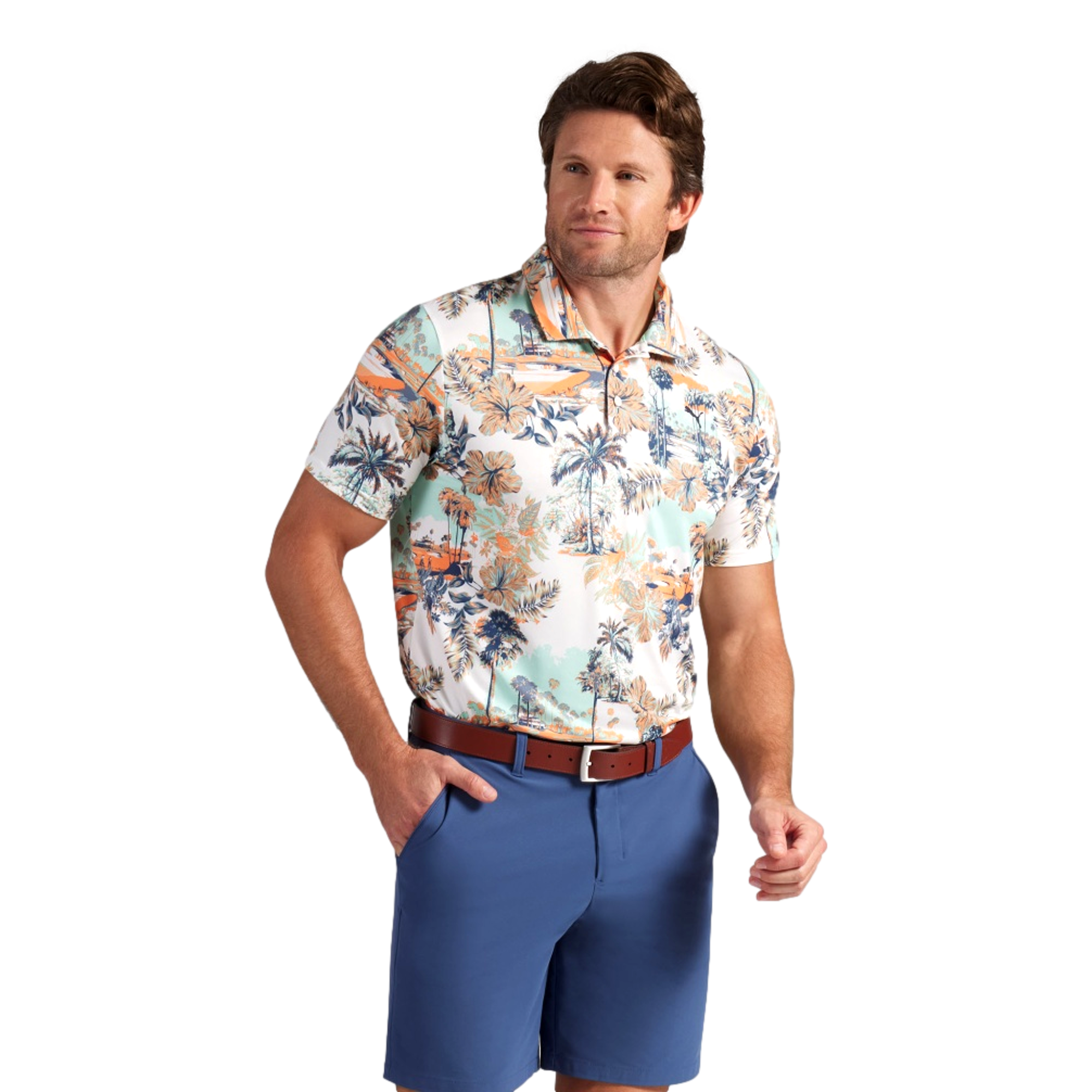 Cloudspun Palm Men's Short Sleeve Golf Polo Shirt