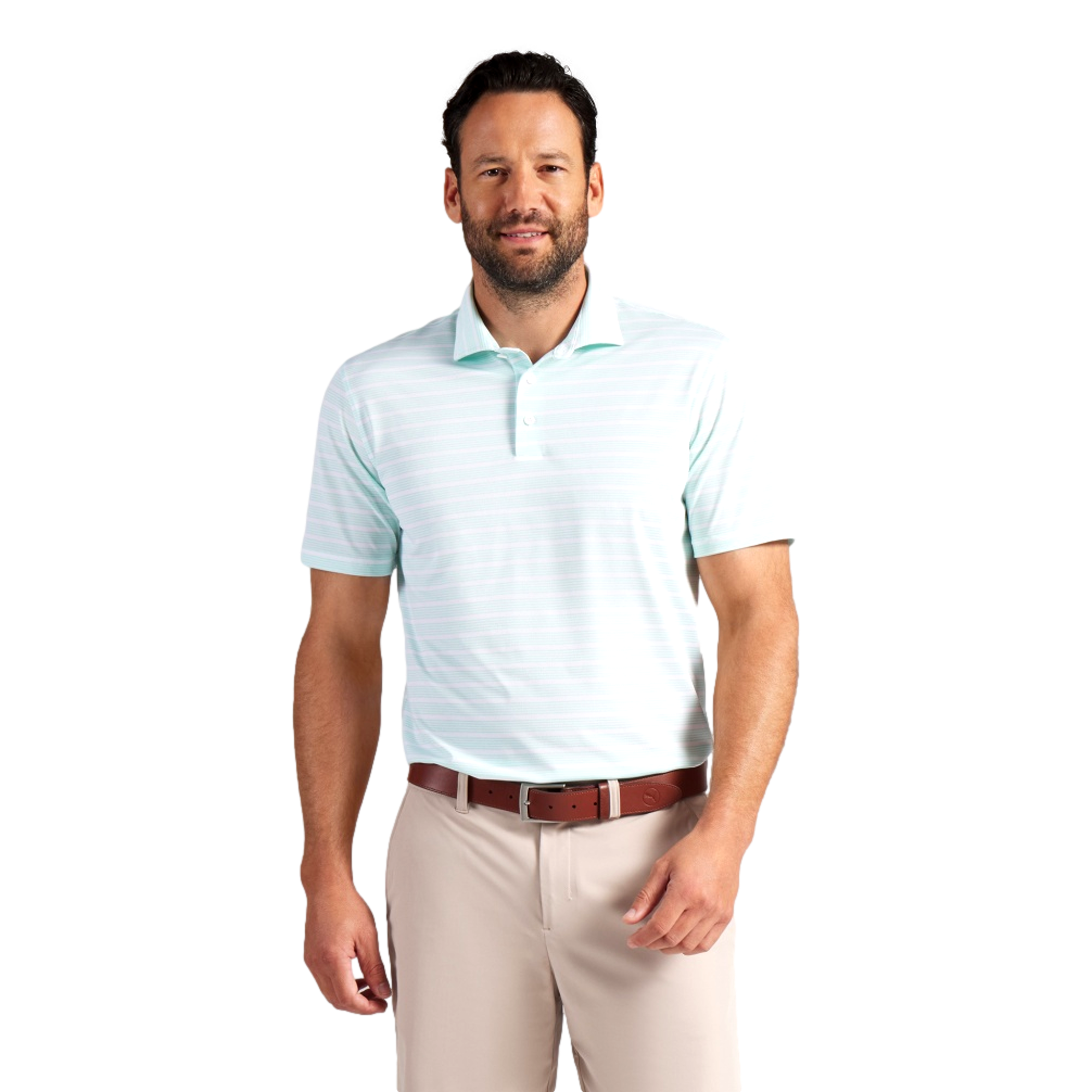 Clubhouse Stripe Men's Short Sleeve Golf Polo Shirt