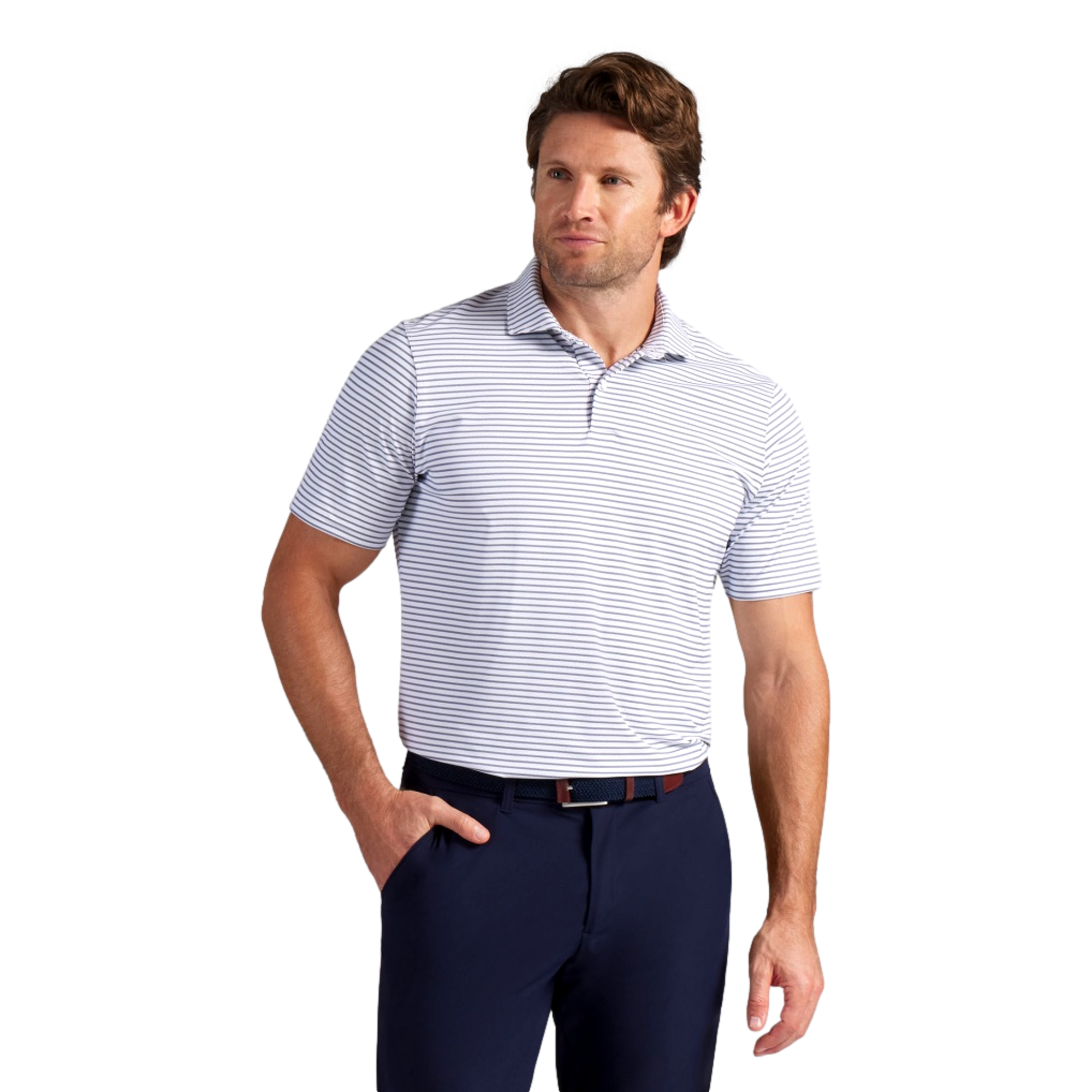 MATTR Brrr Stripe Men's Short Sleeve Golf Polo Shirt