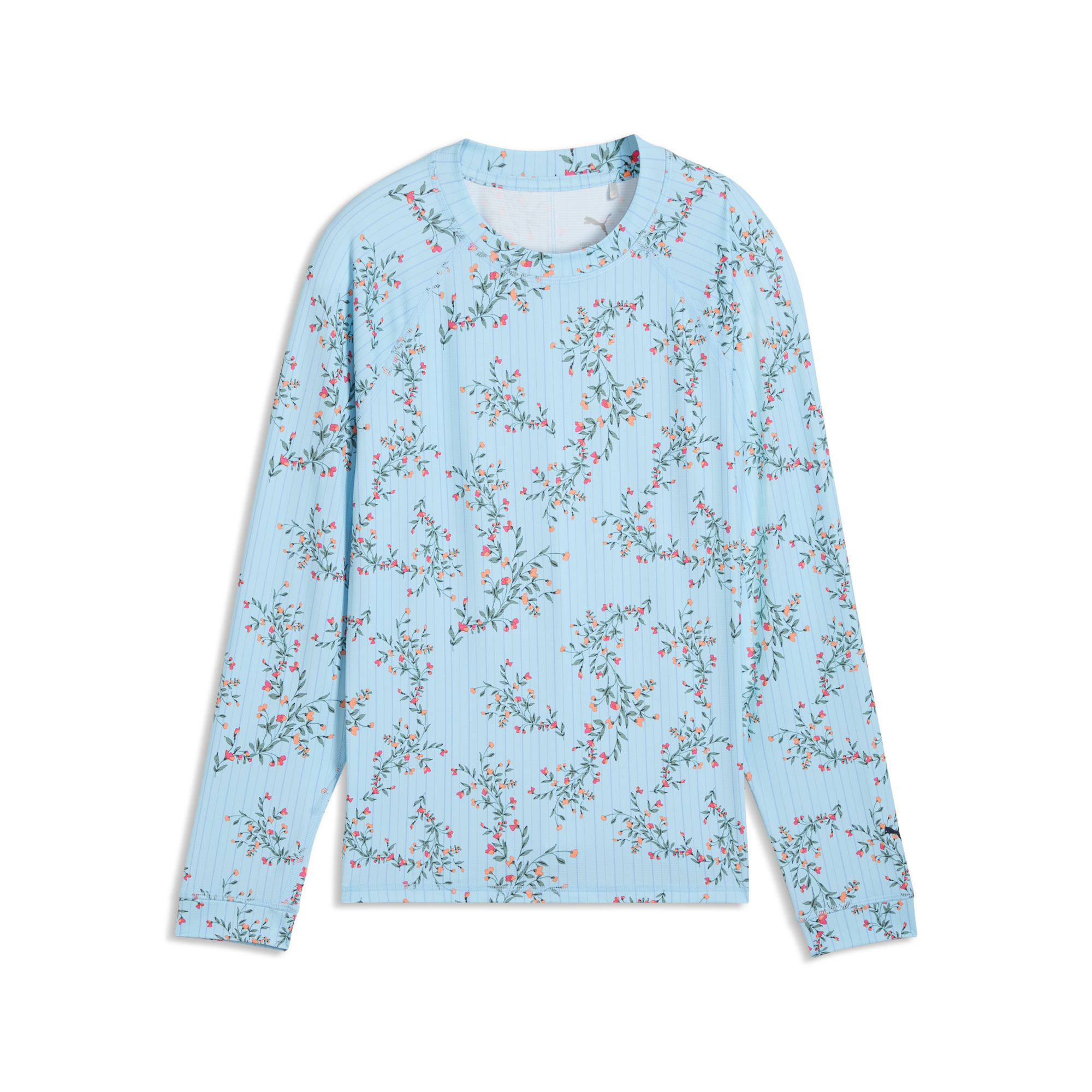 Girl's UV Floral Crewneck Long Sleeve Golf Shirt