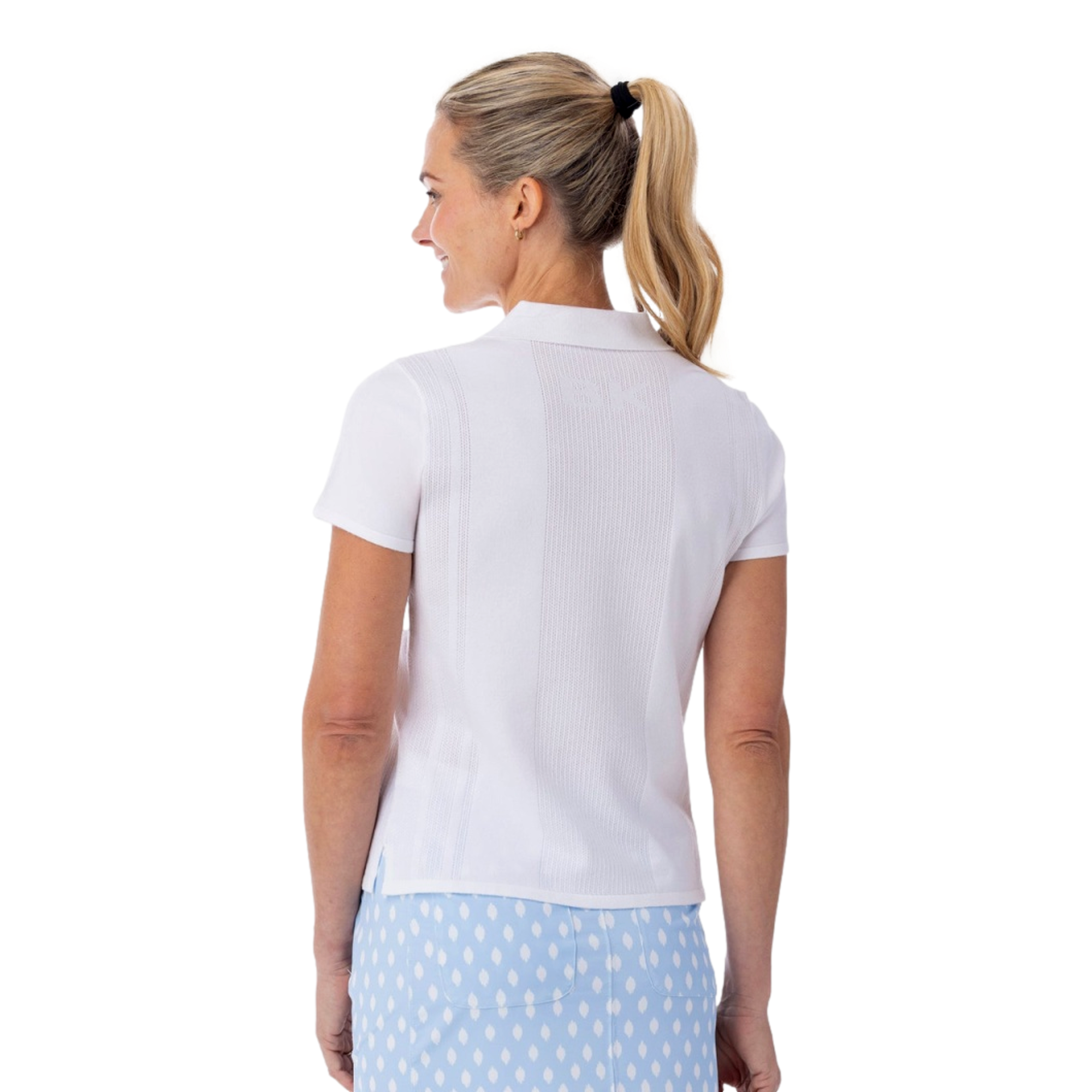 Pointelle Women's Short Sleeve Golf Sweater