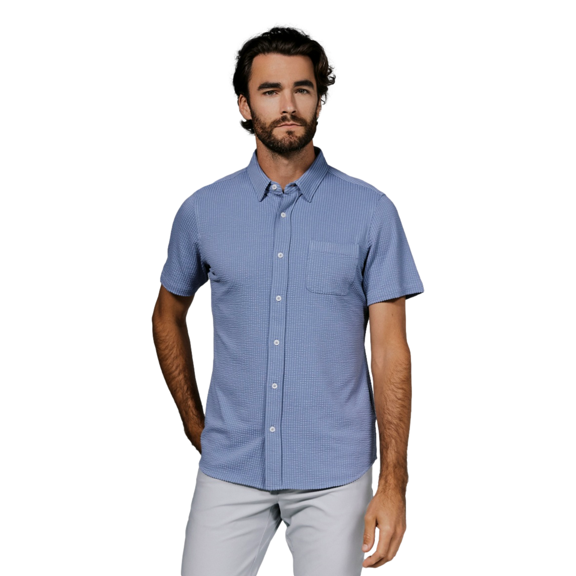 Seersucker Men's Bennet Short Sleeve Golf Polo Shirt