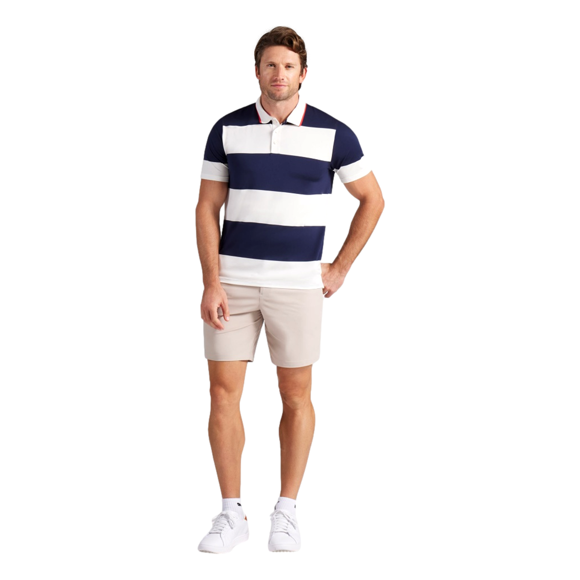 CLOUDSPUN Rugby Striped Men's Golf Polo Shirt