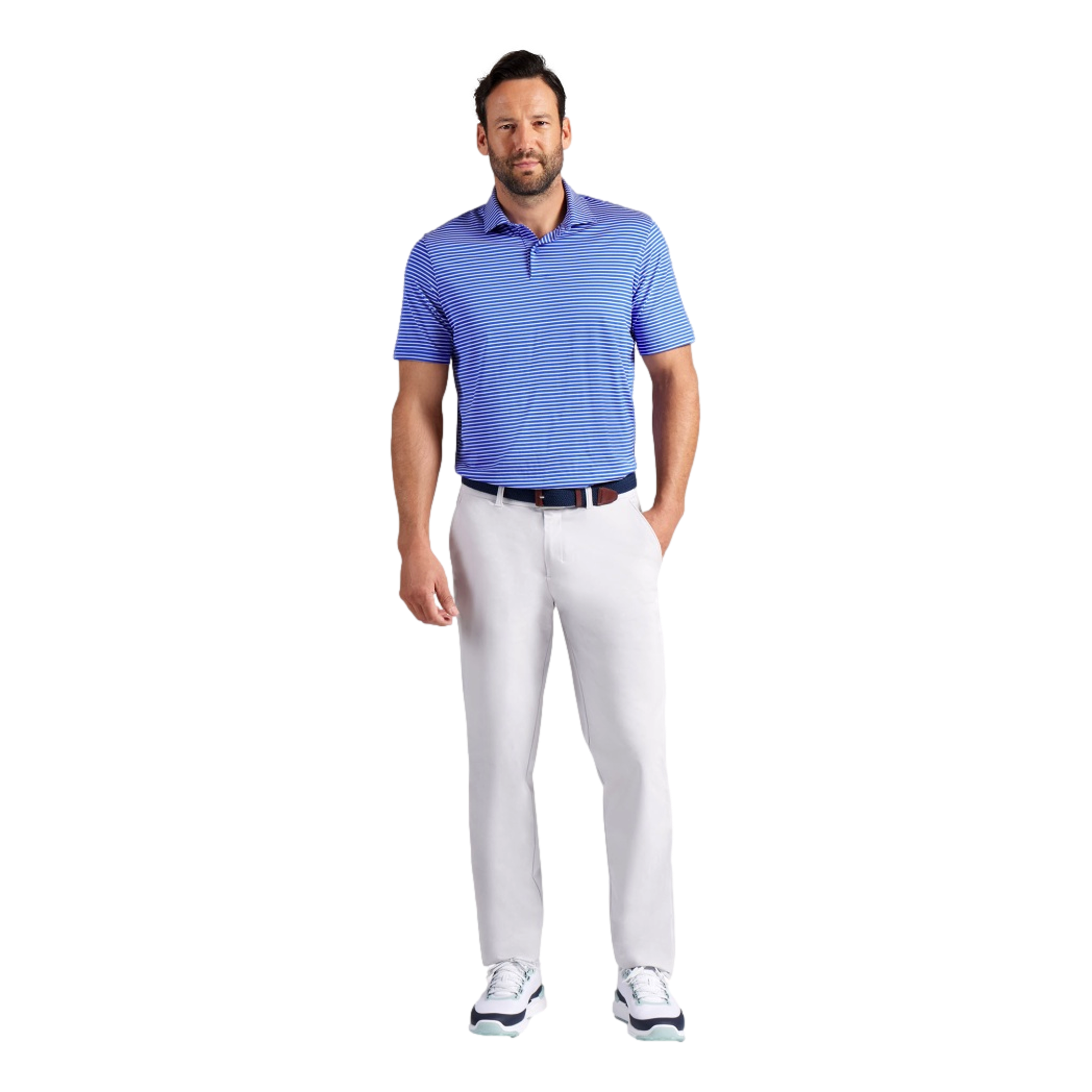 MATTR Brr Striped Men's Golf Polo Shirt