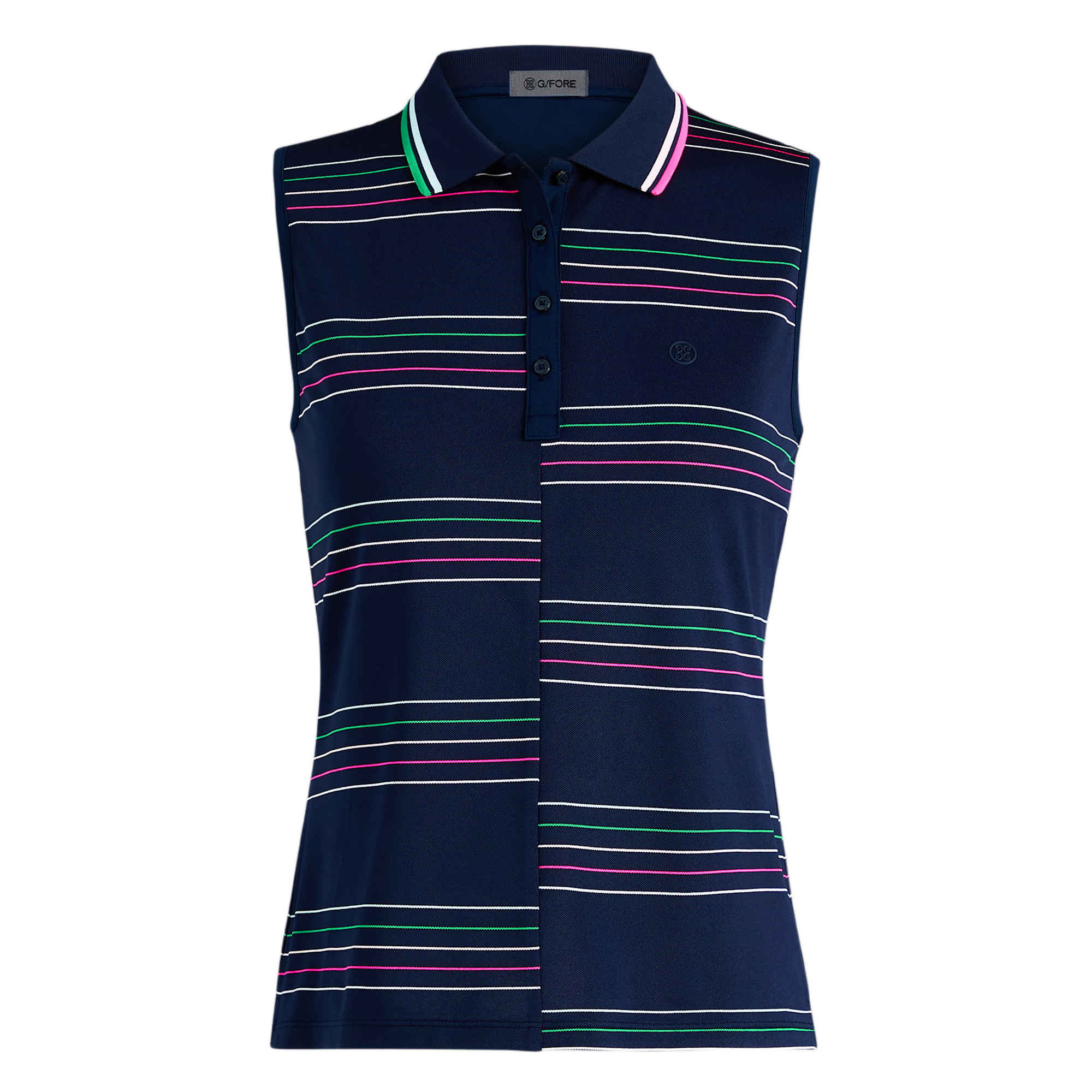 Offset Stripe Pique Women's Sleeveless Golf Polo Shirt